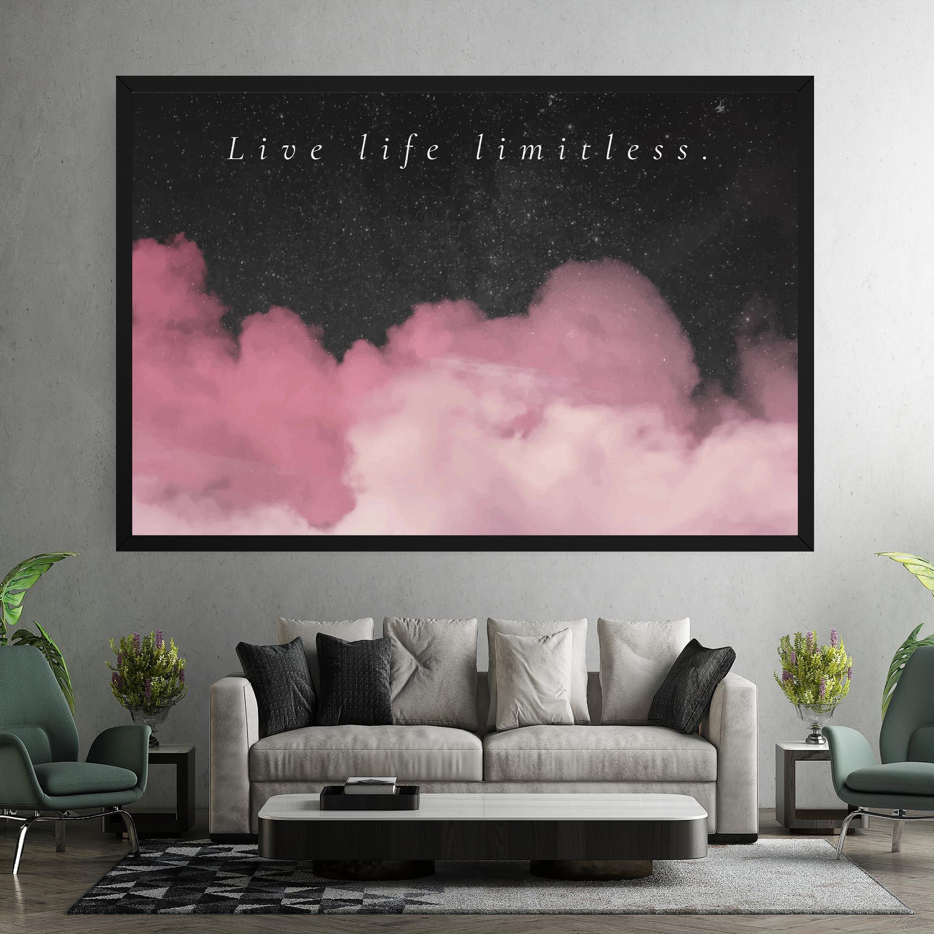 Leinwandbild Clouds Text Pink mockup 7