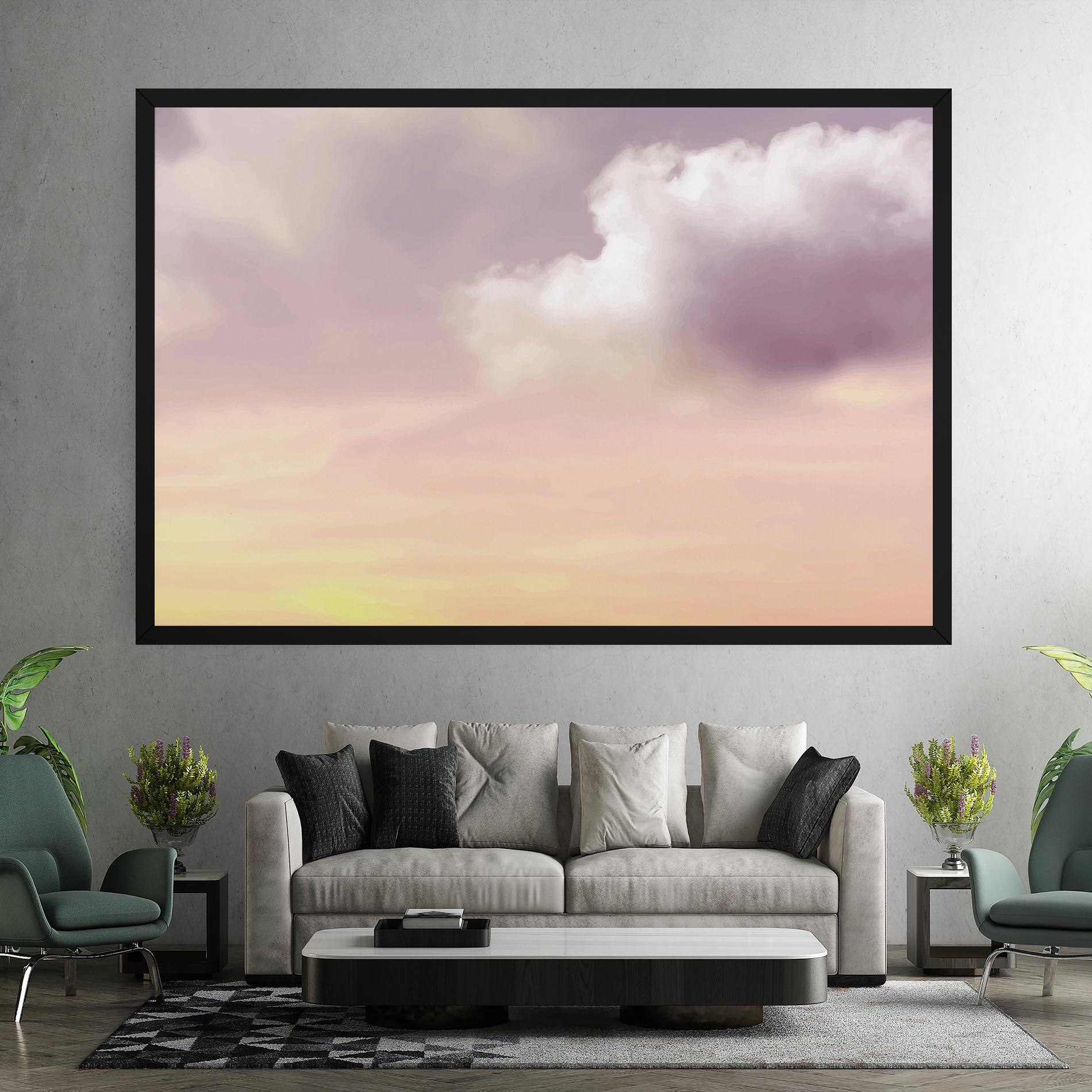 Leinwandbild Clouds Watercolor Cream mockup 7