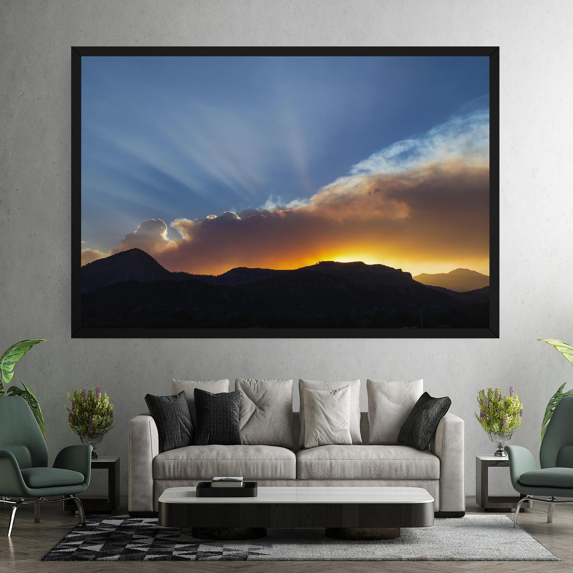 Leinwandbild Mountain Silhouette Sunrise mockup 7