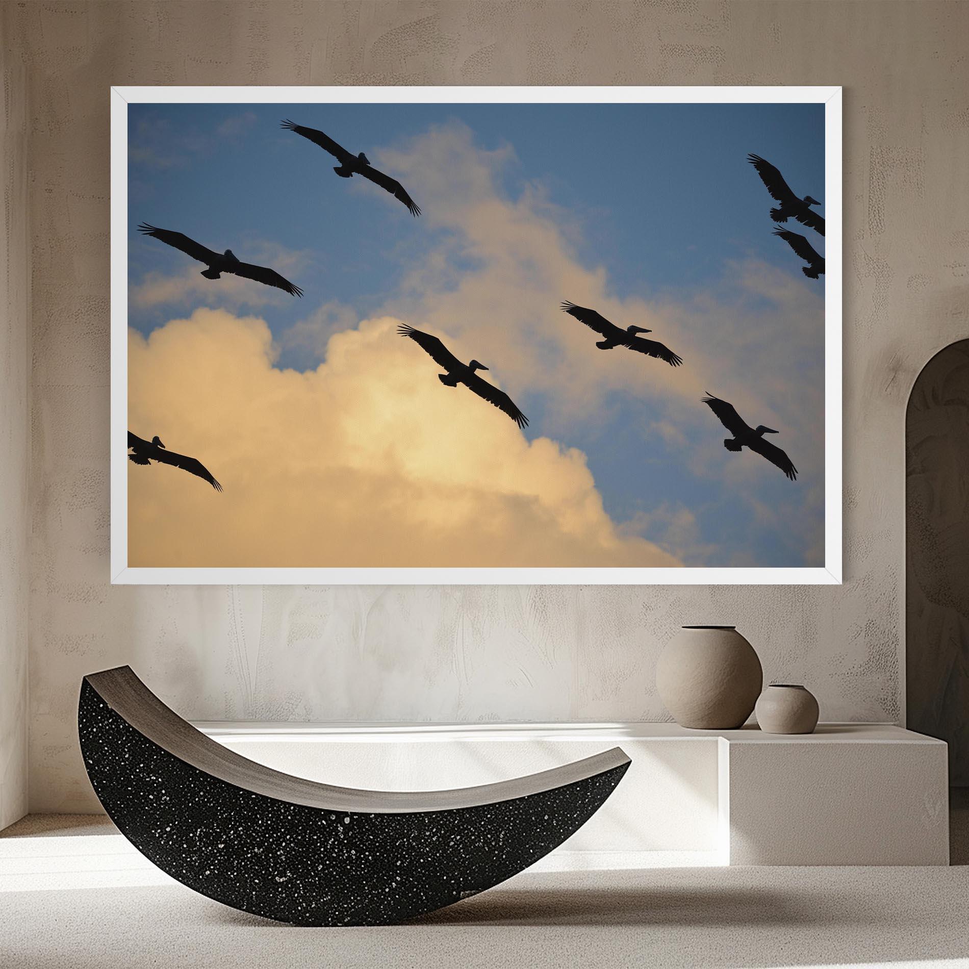 Leinwandbild Bird Shilouette Cloud mockup 8
