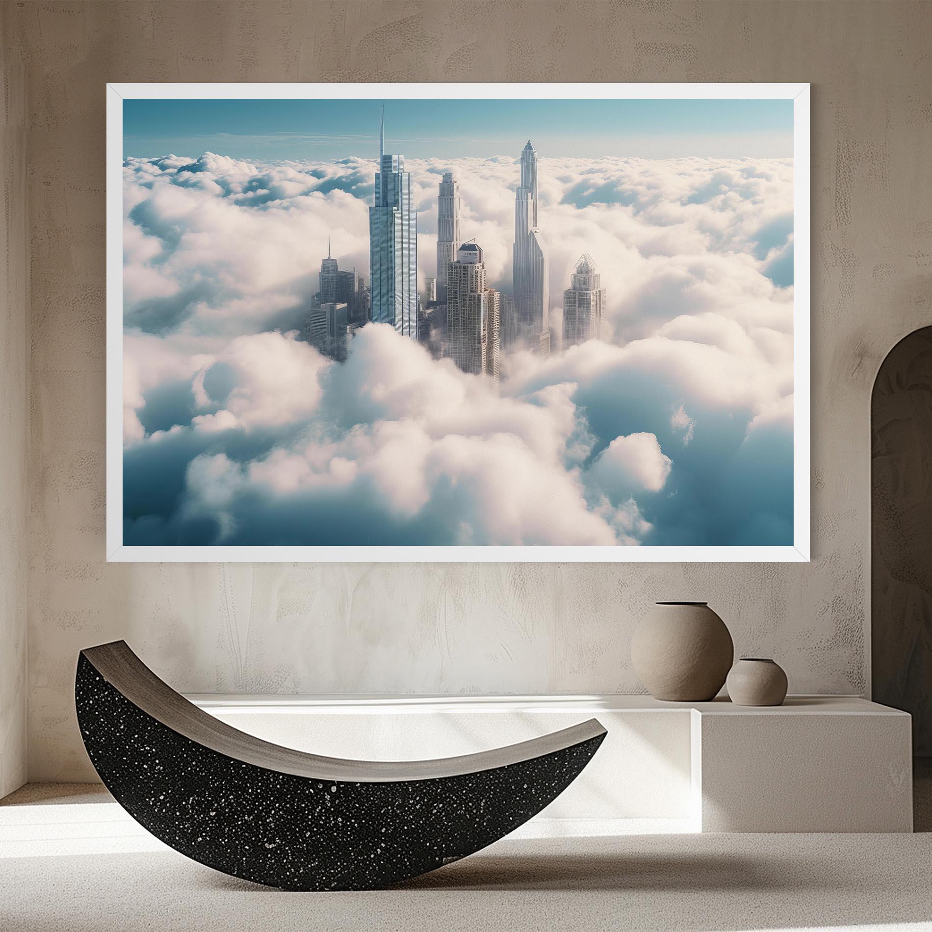 Leinwandbild City Above Clouds mockup 8
