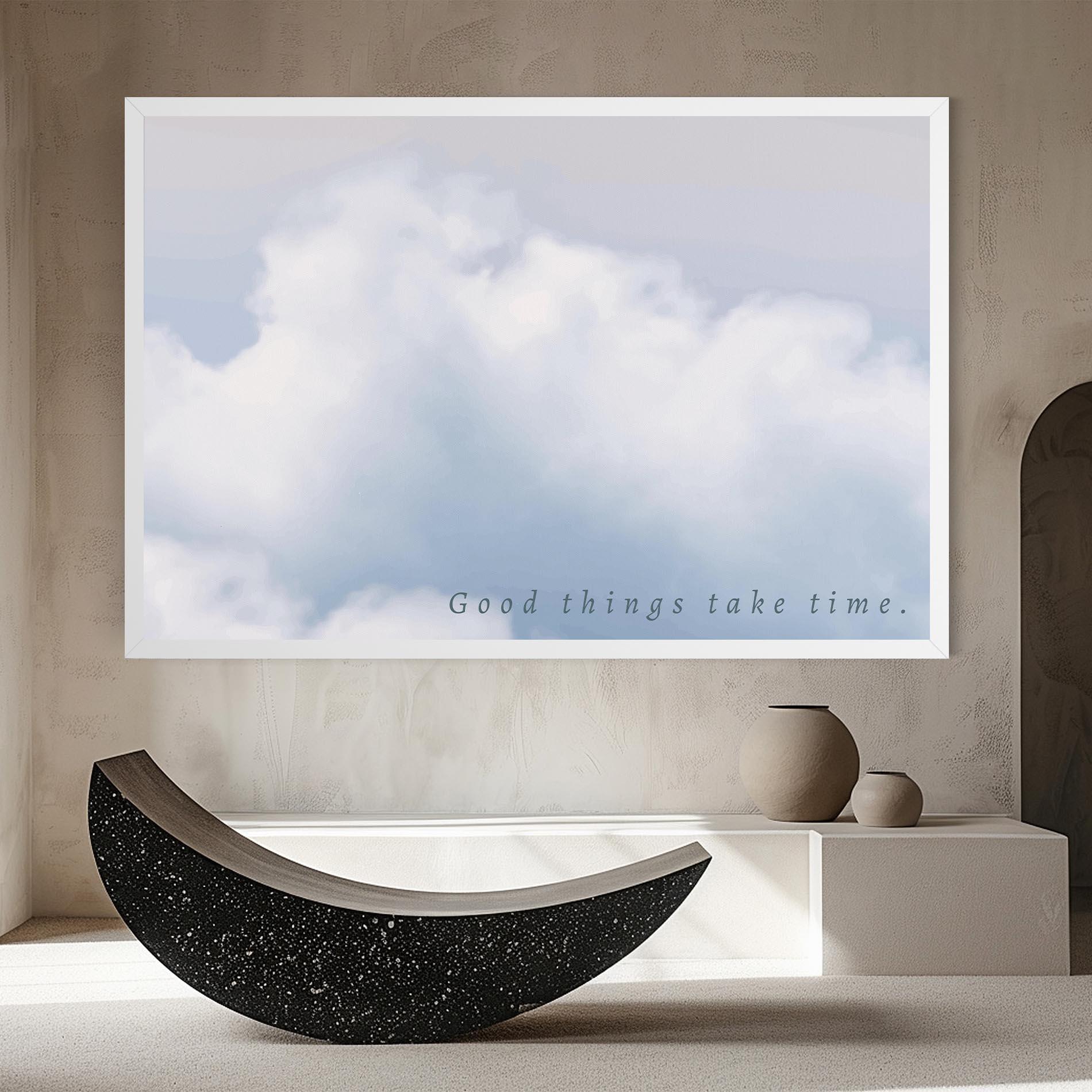 Leinwandbild Clouds Text White mockup 8