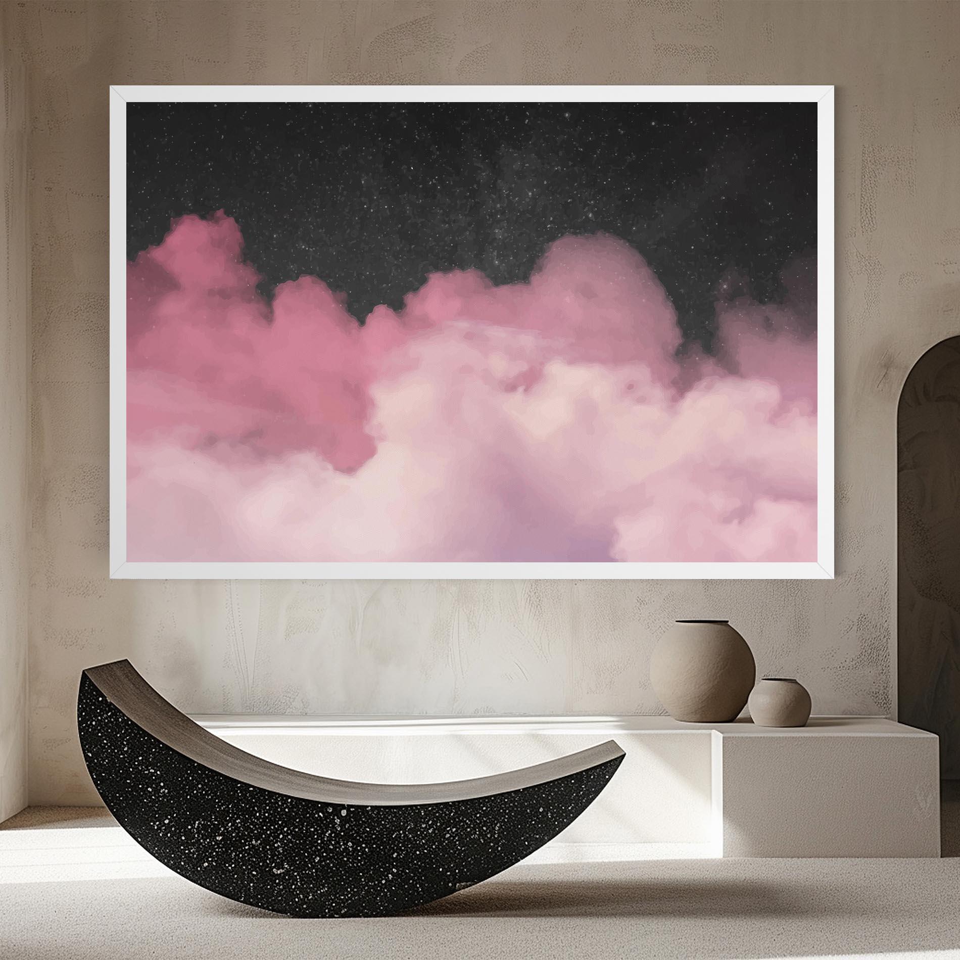 Leinwandbild Clouds Watercolor Purple mockup 8