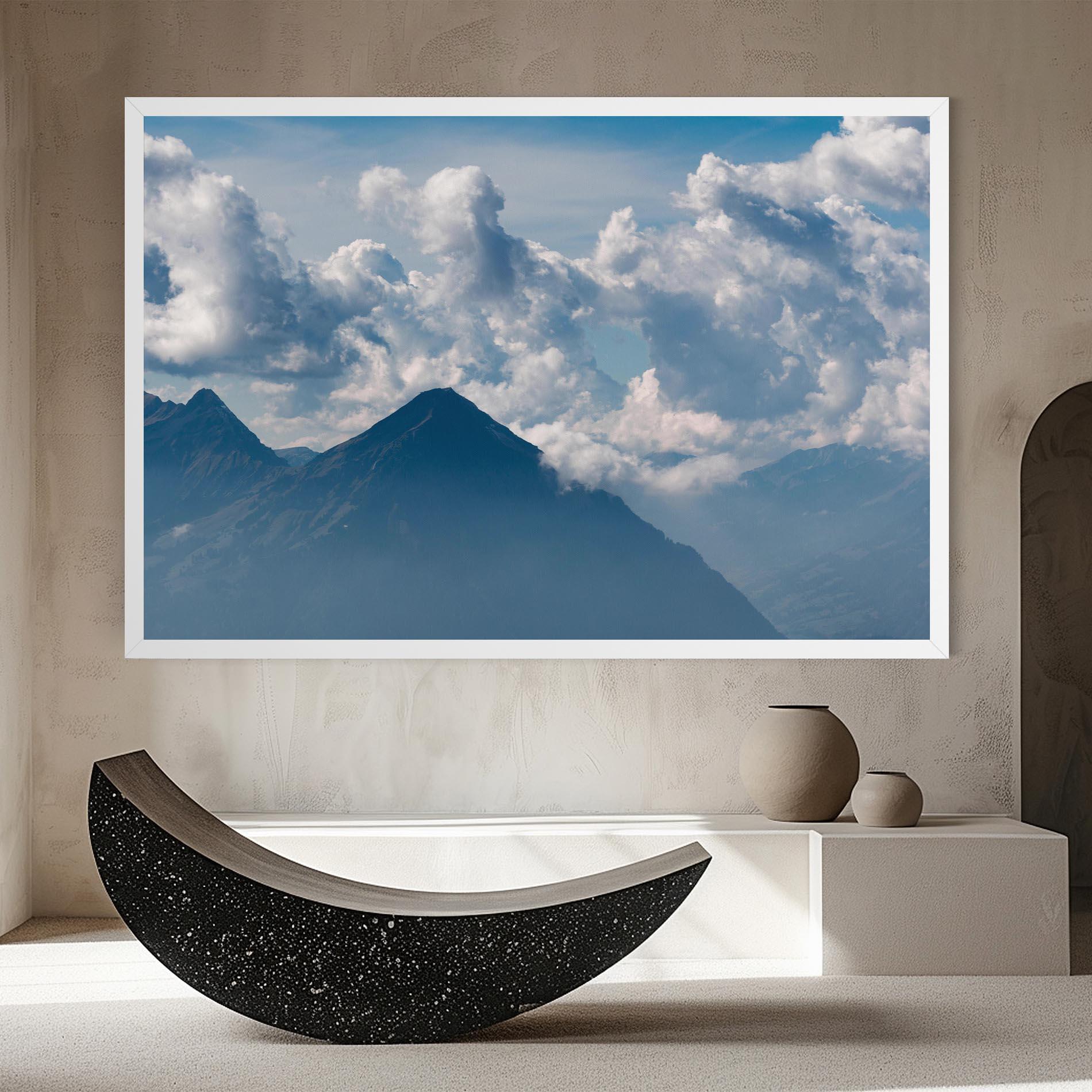 Leinwandbild Cloudy View Mountain mockup 8