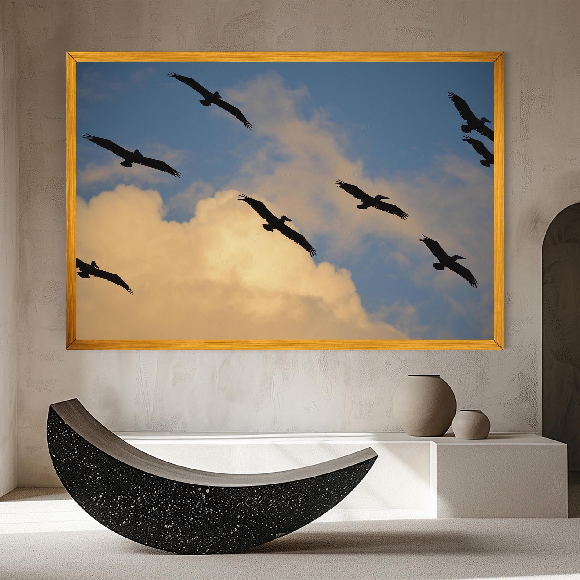 Leinwandbild Bird Shilouette Cloud mockup 8