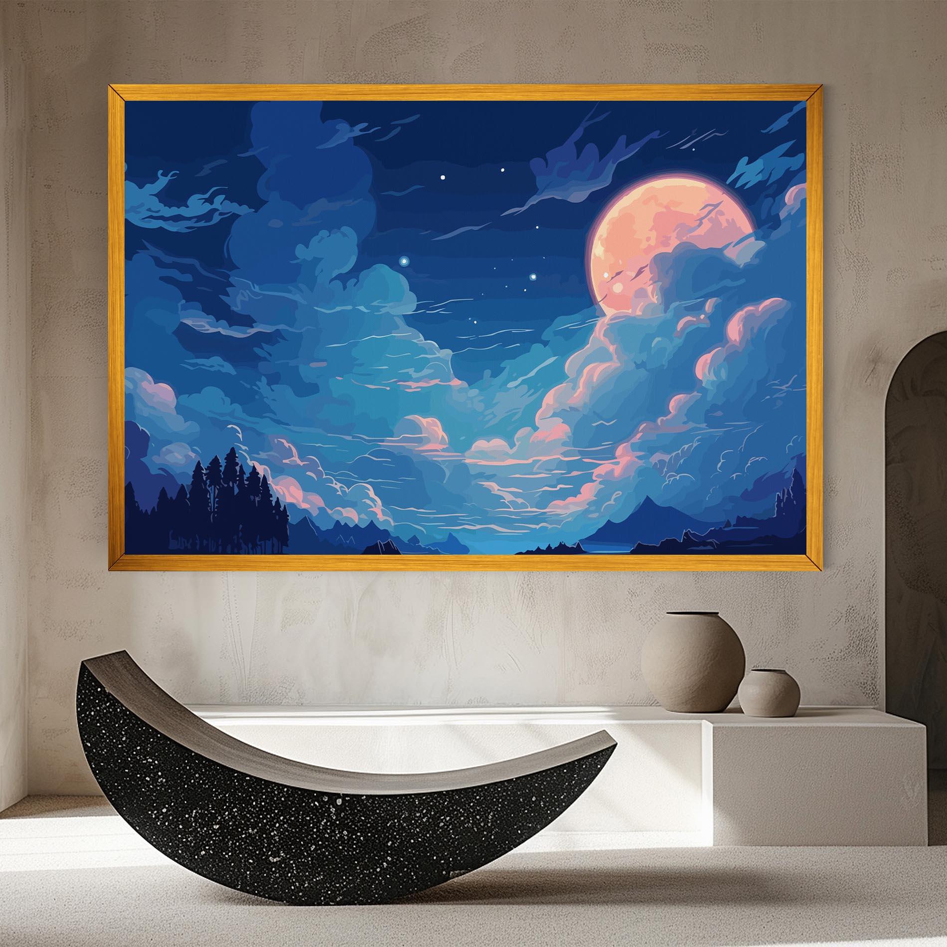 Leinwandbild Blue Cloud Moon mockup 8