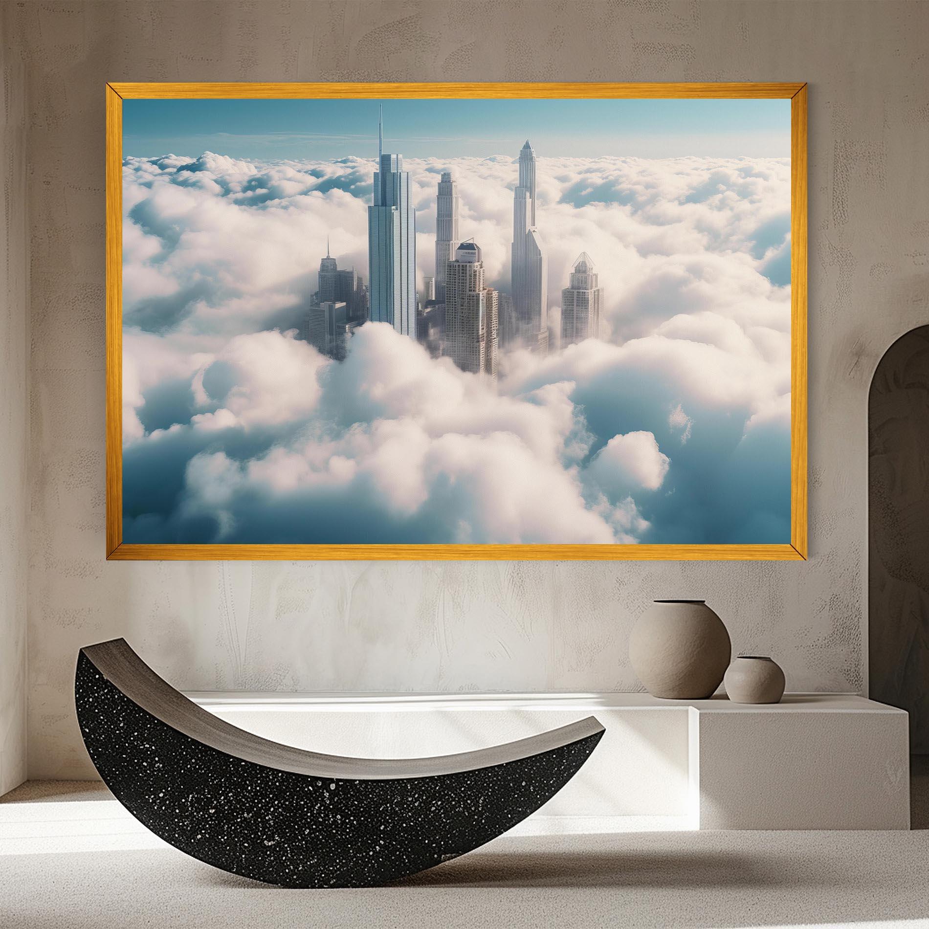 Leinwandbild City Above Clouds mockup 8