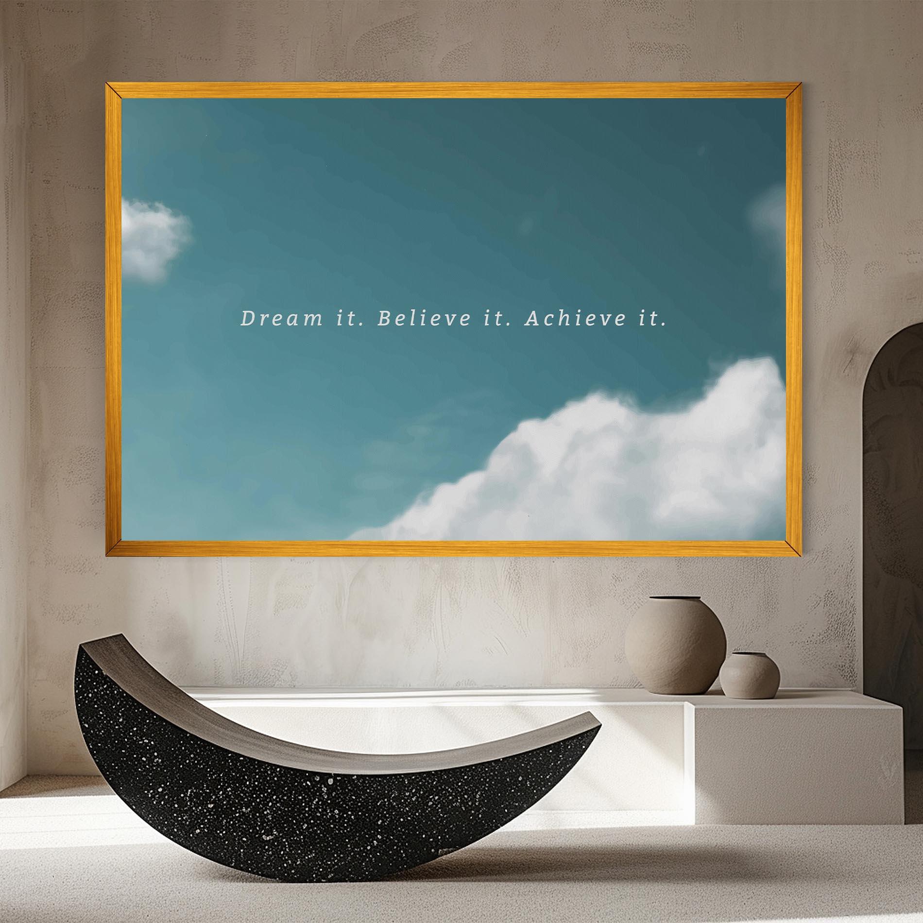 Leinwandbild Clouds Text Green mockup 8