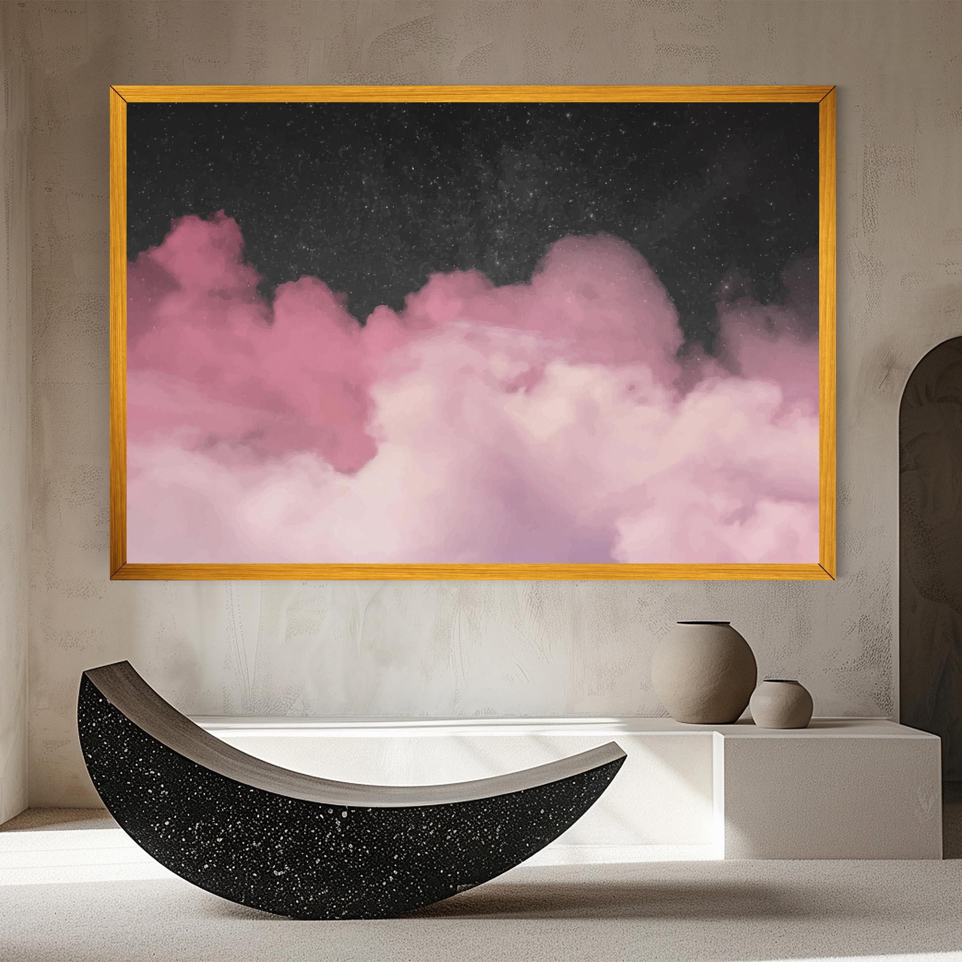 Leinwandbild Clouds Watercolor Purple mockup 8