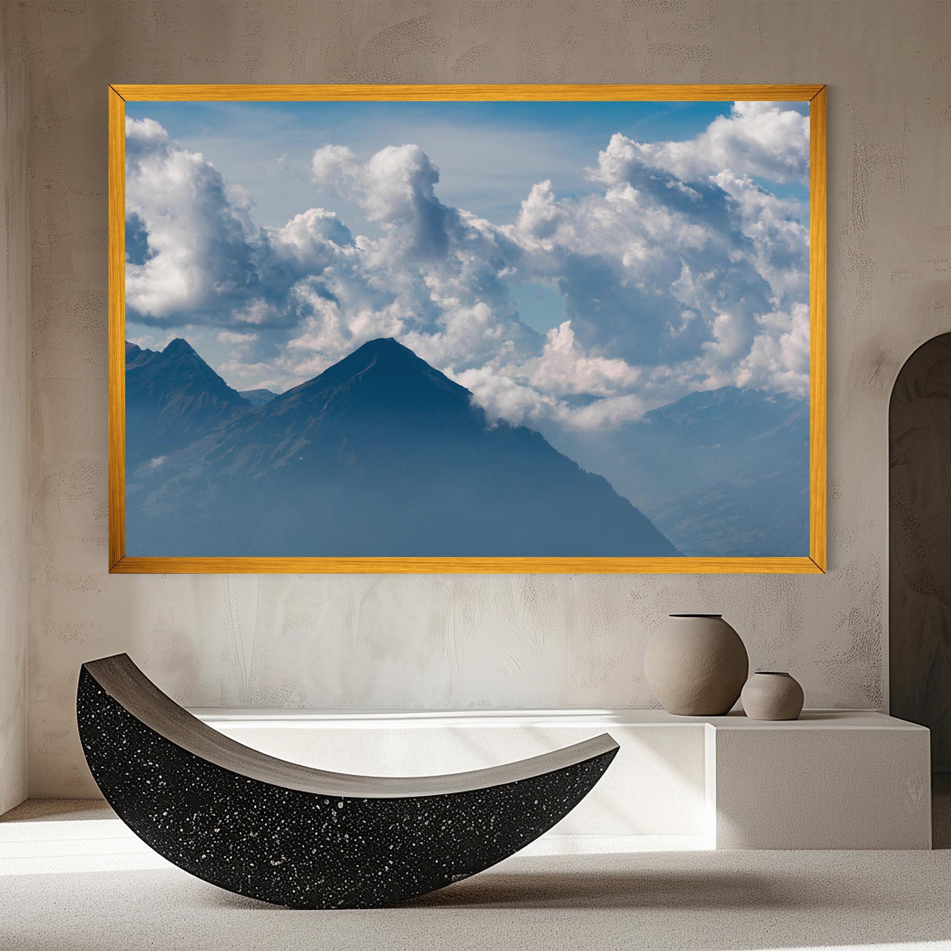 Leinwandbild Cloudy View Mountain mockup 8