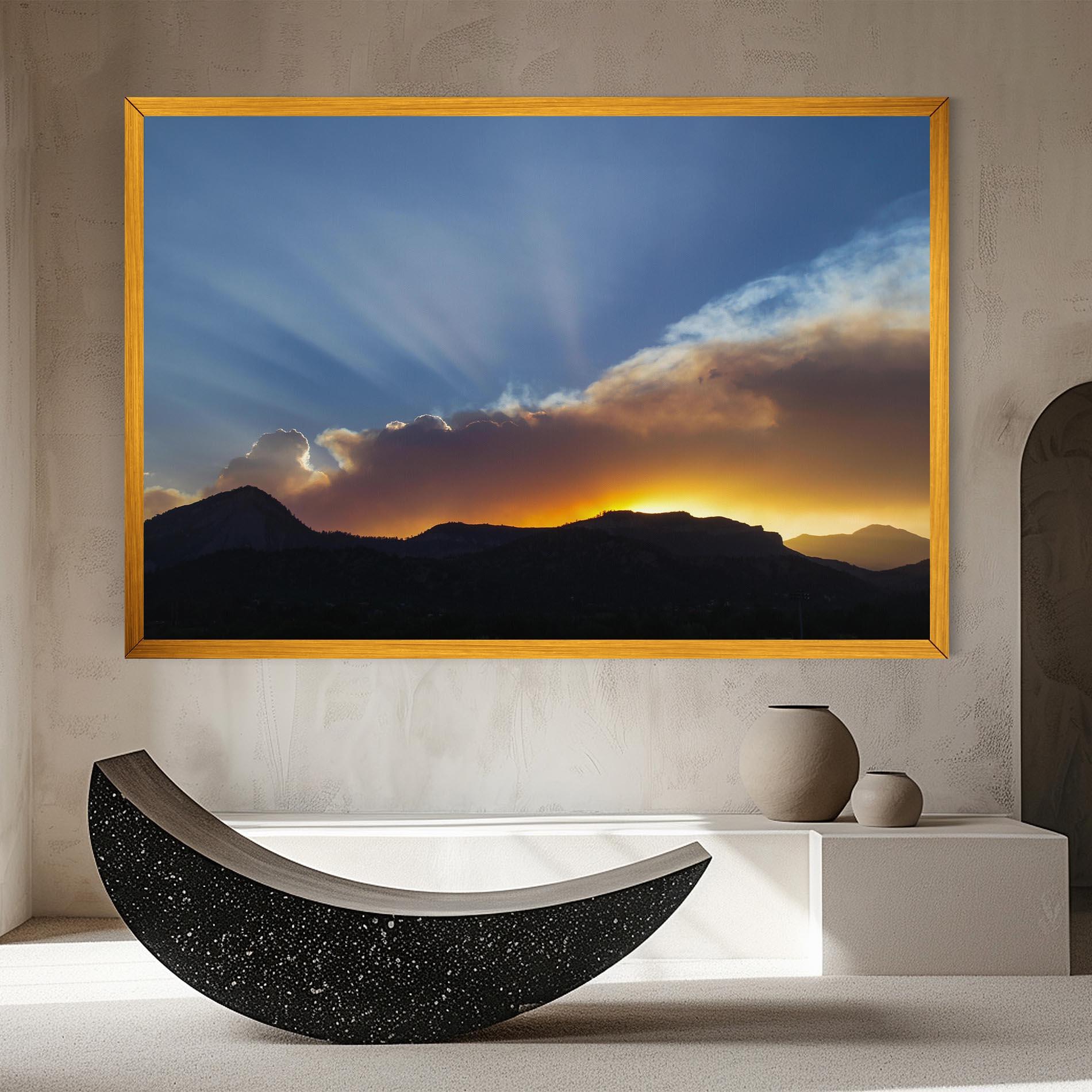 Leinwandbild Mountain Silhouette Sunrise mockup 8