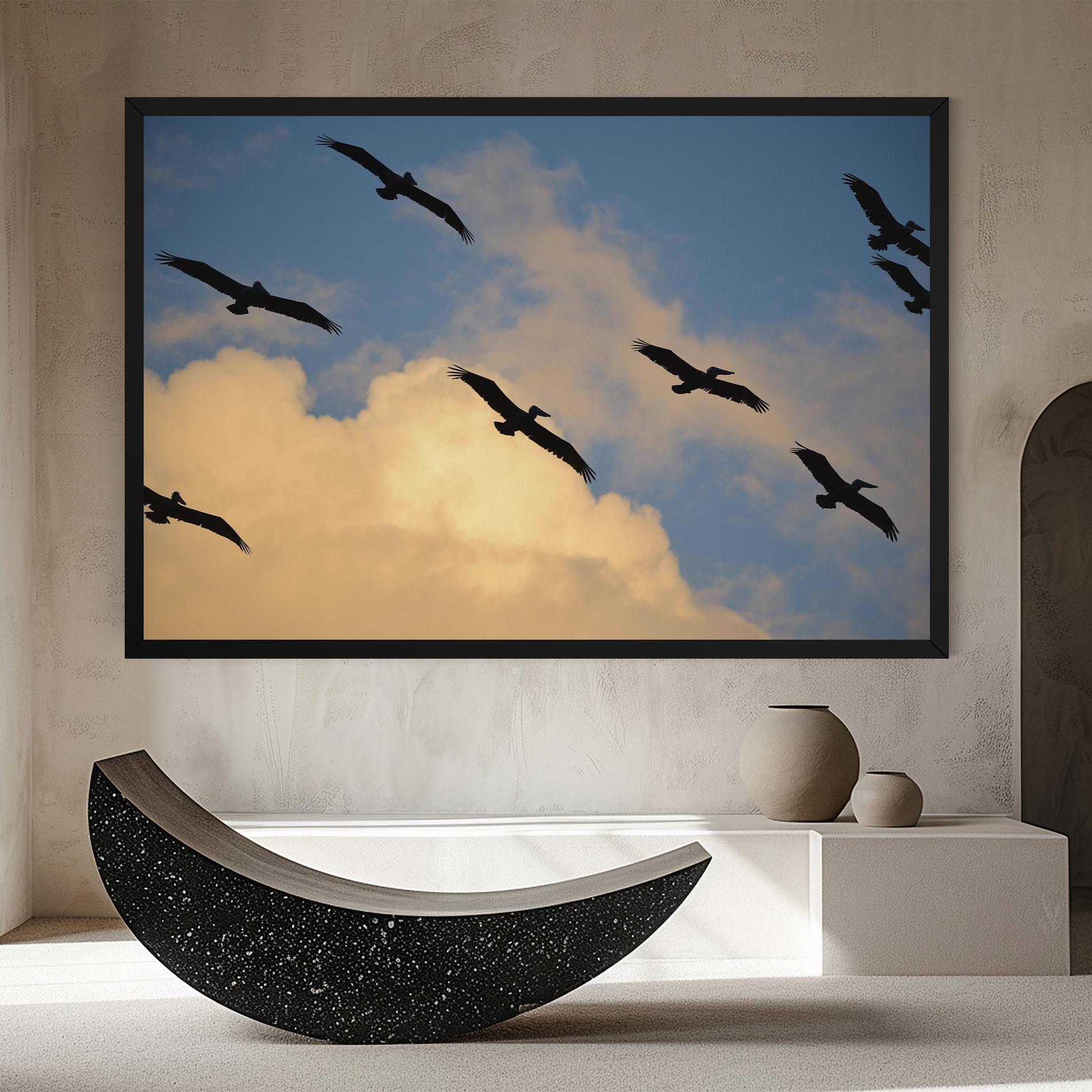 Leinwandbild Bird Shilouette Cloud mockup 8