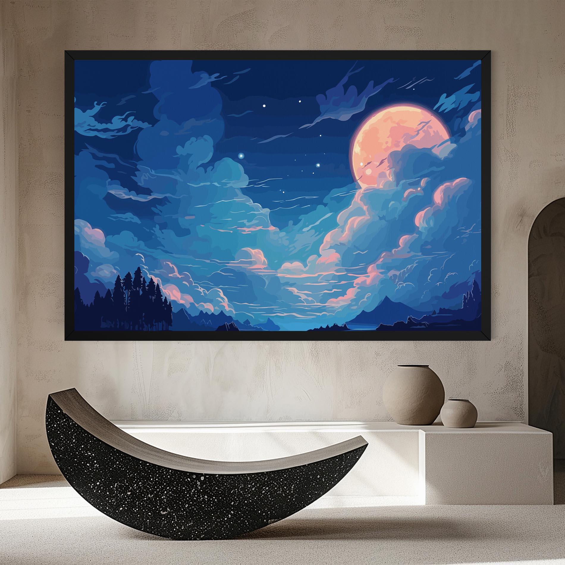 Leinwandbild Blue Cloud Moon mockup 8