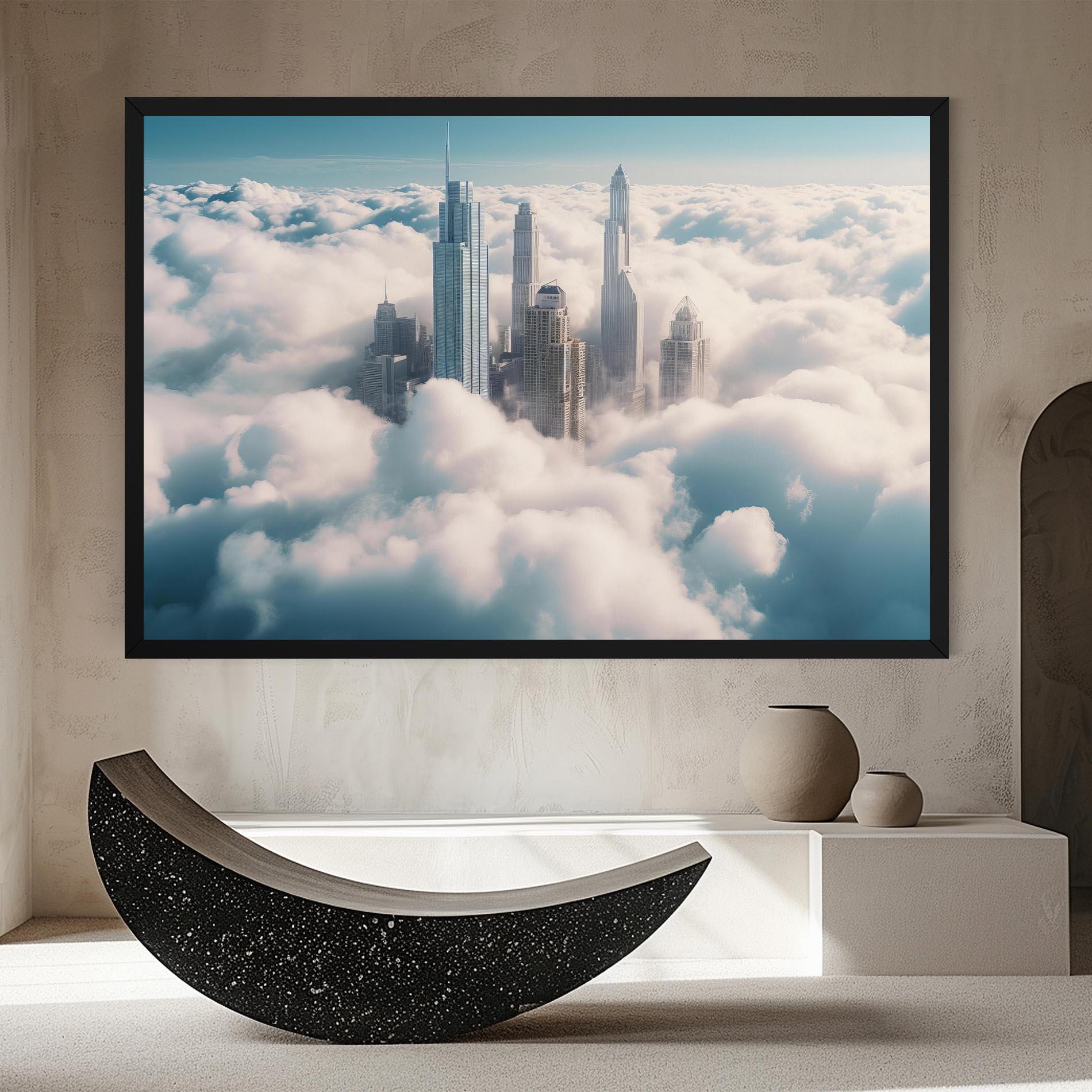 Leinwandbild City Above Clouds mockup 8