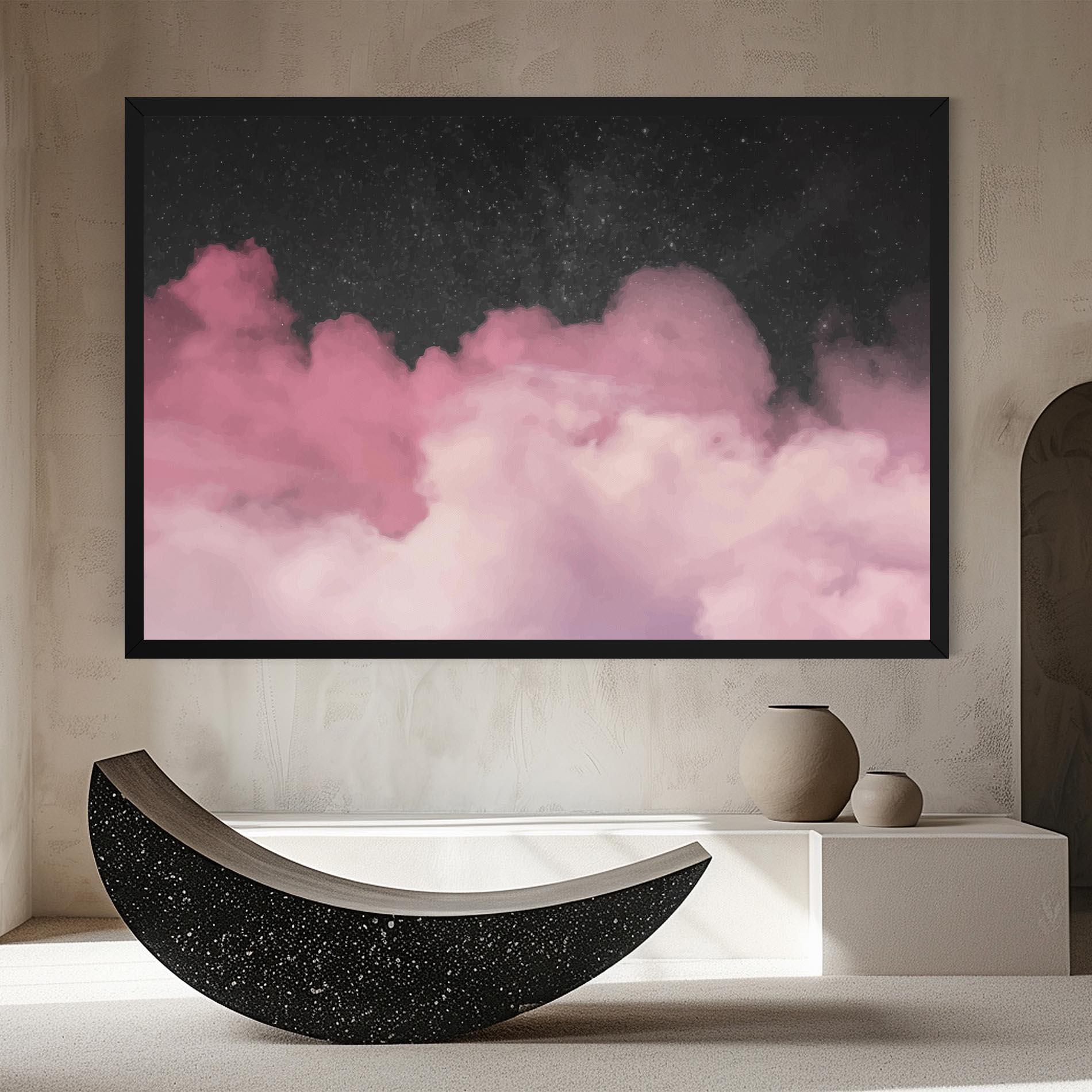 Leinwandbild Clouds Watercolor Purple mockup 8