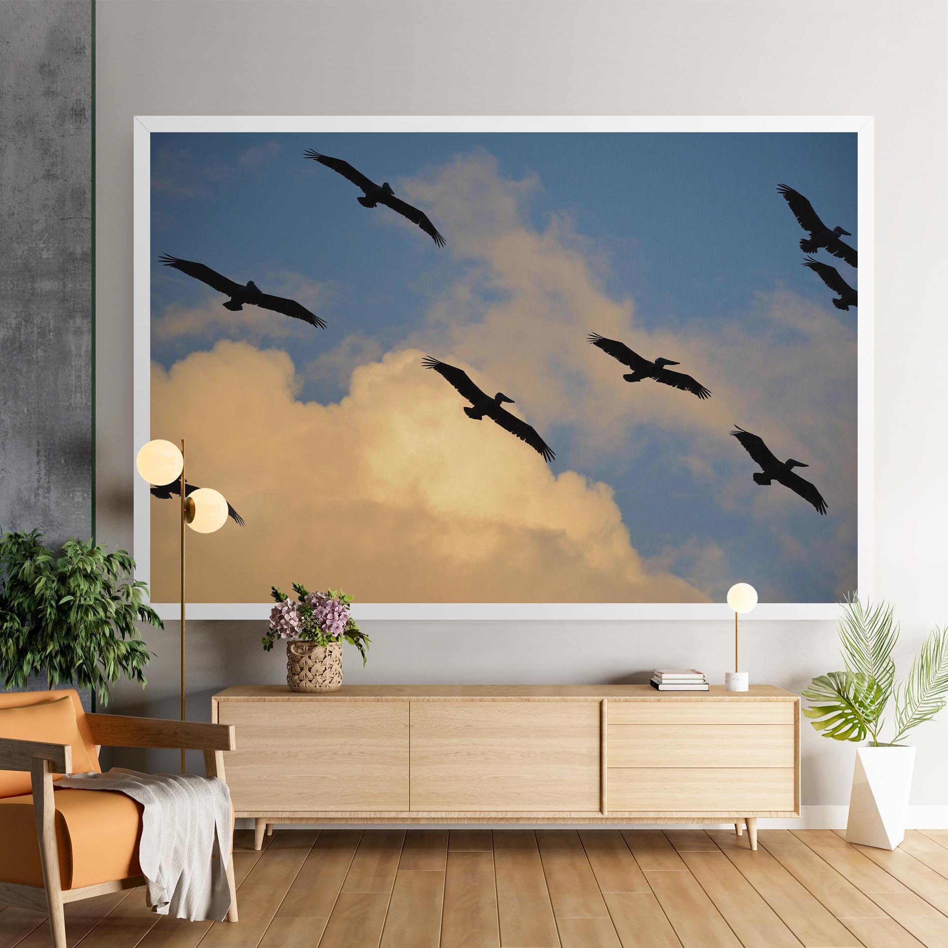 Leinwandbild Bird Shilouette Cloud mockup 9