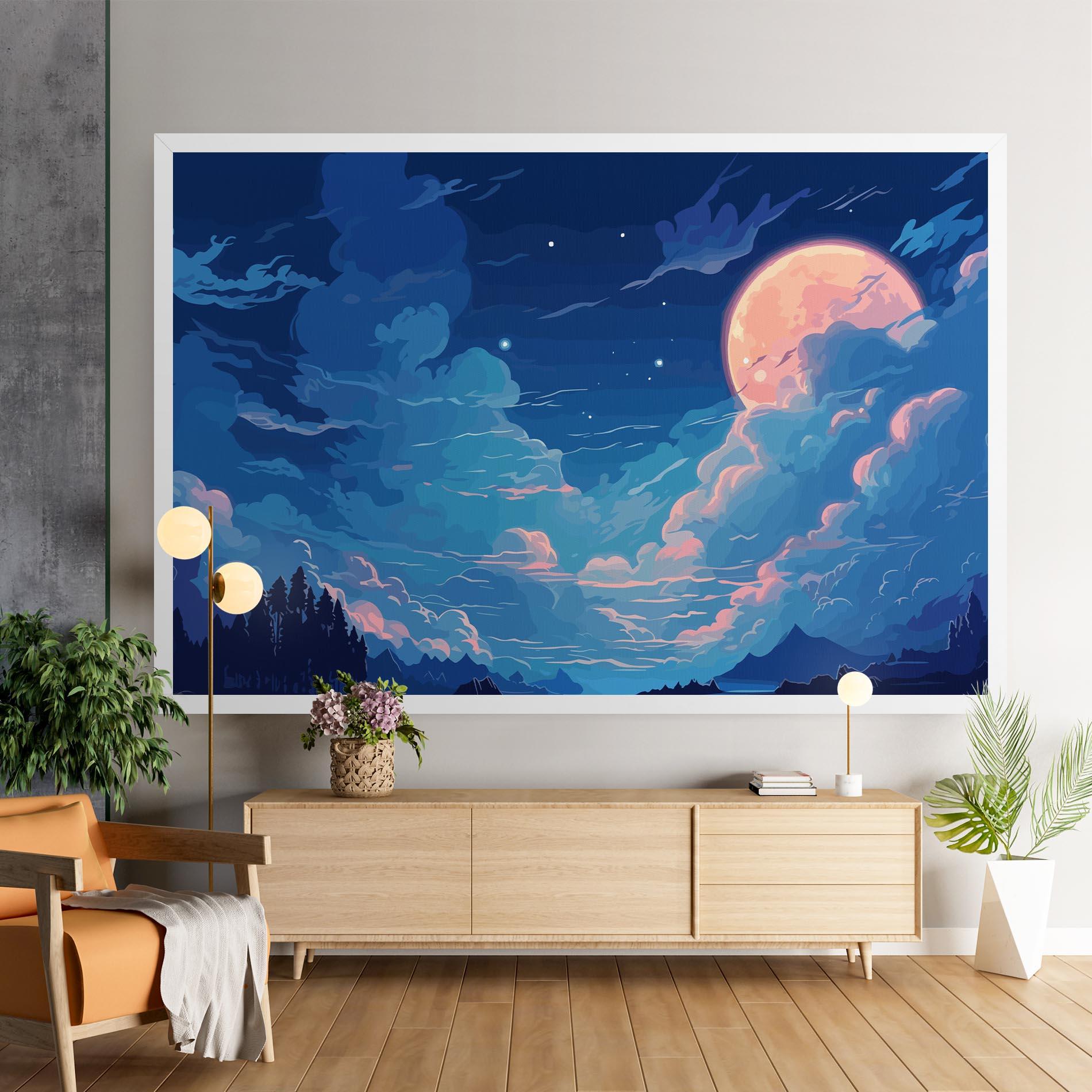 Leinwandbild Blue Cloud Moon mockup 9