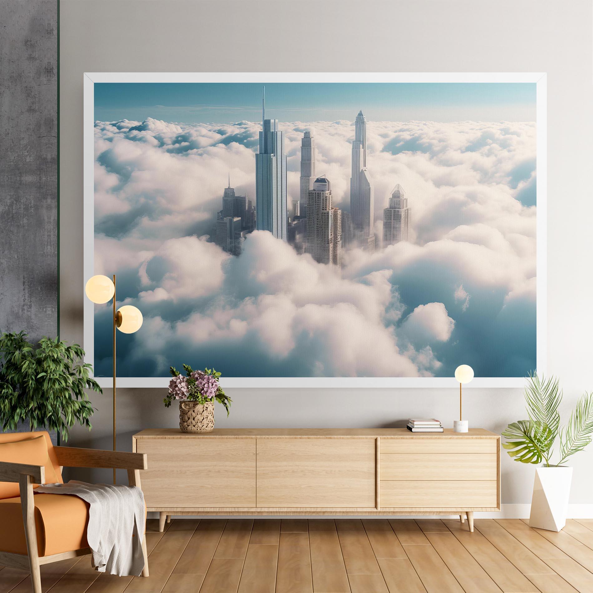 Leinwandbild City Above Clouds mockup 9