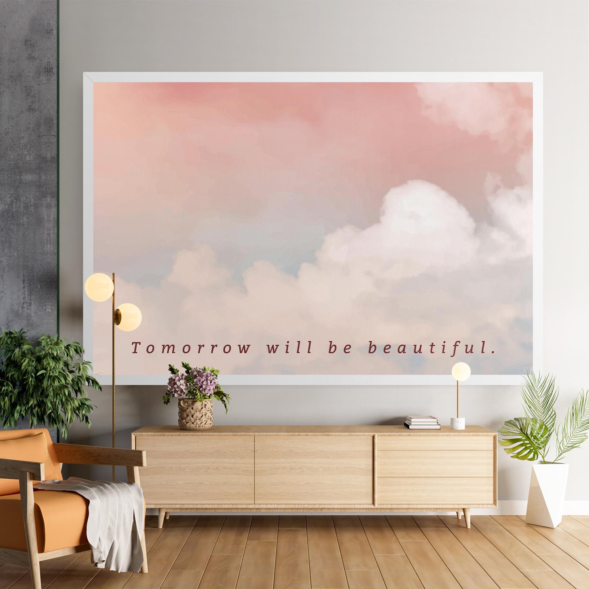 Clouds Text Pink Blue mockup 9