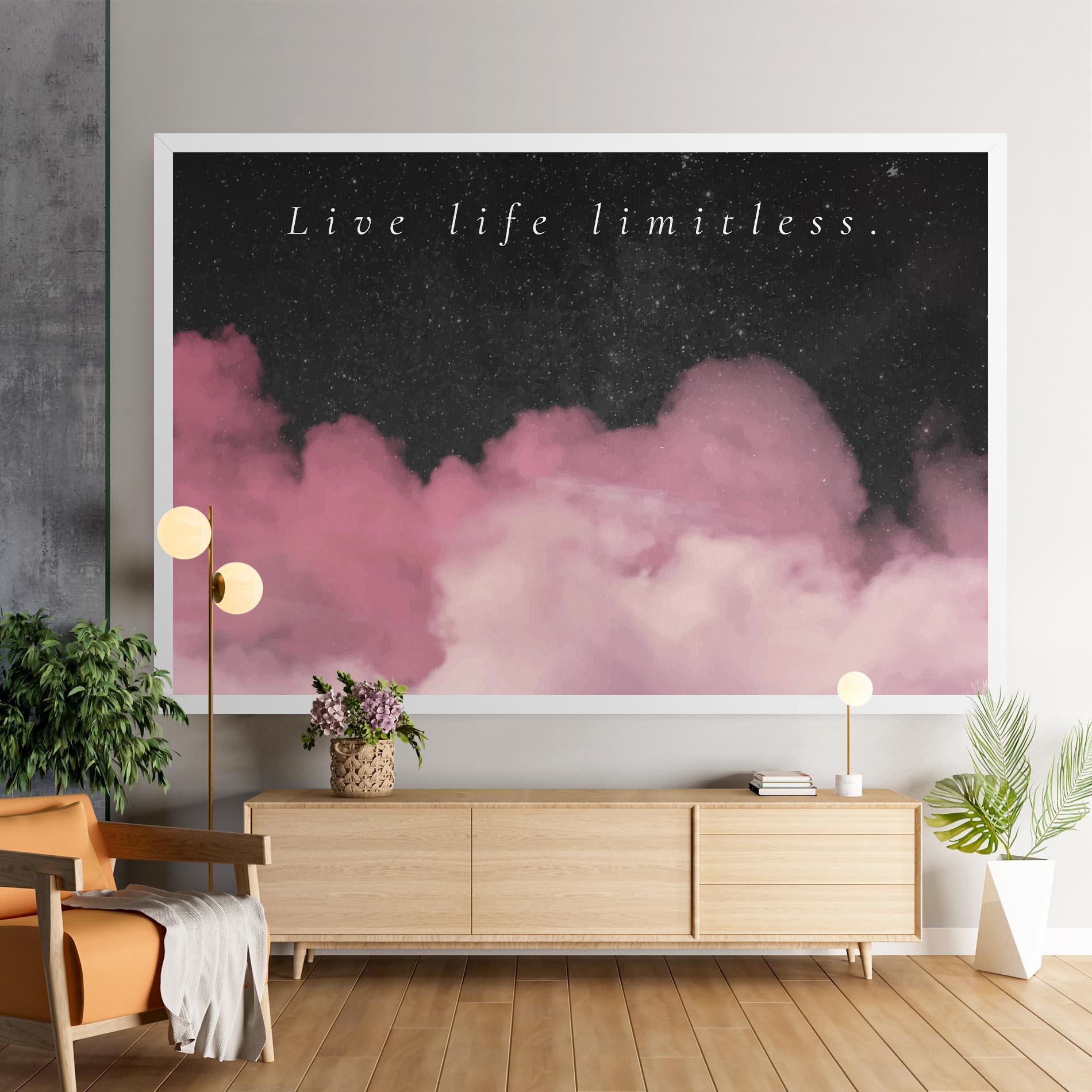 Leinwandbild Clouds Text Pink mockup 9