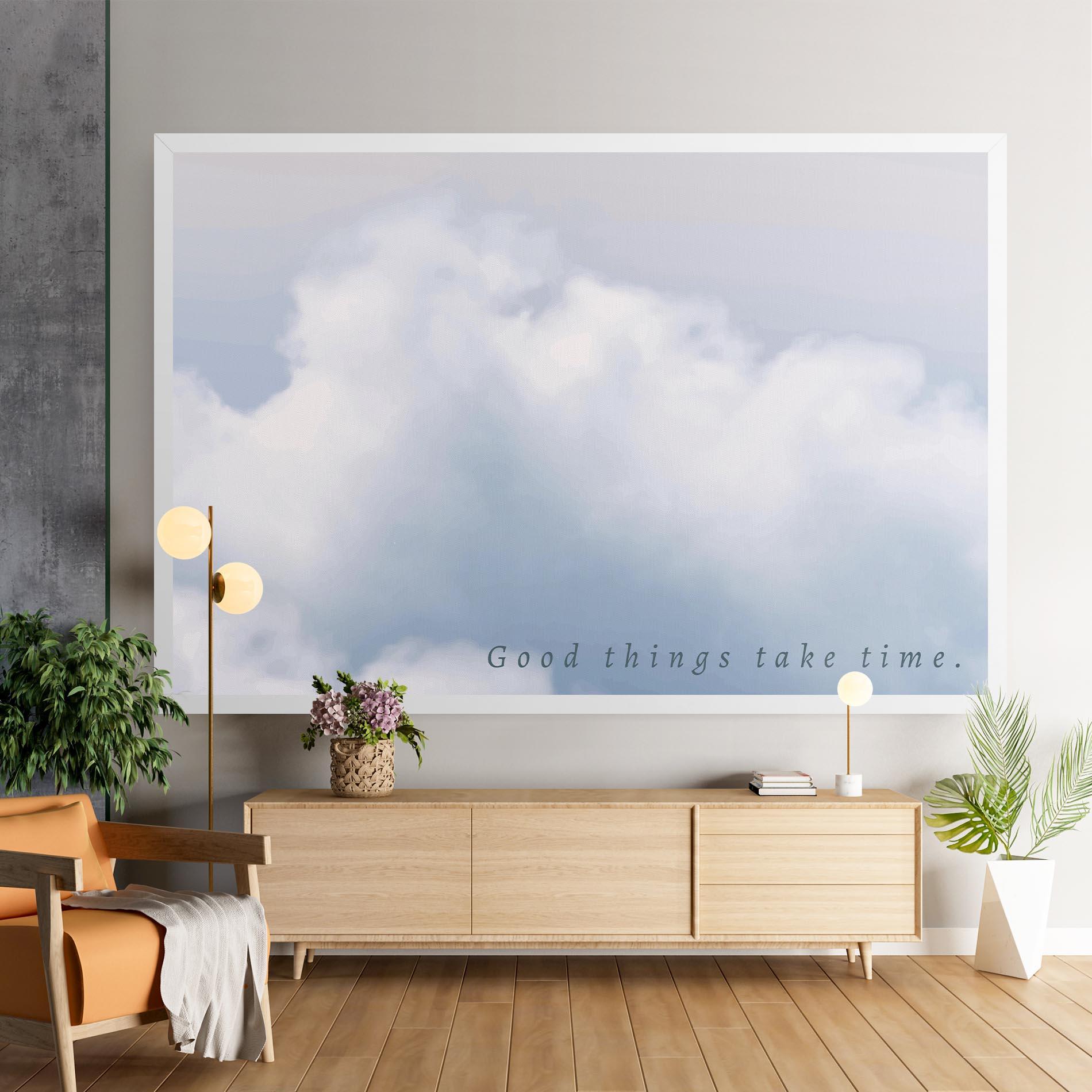 Leinwandbild Clouds Text White mockup 9