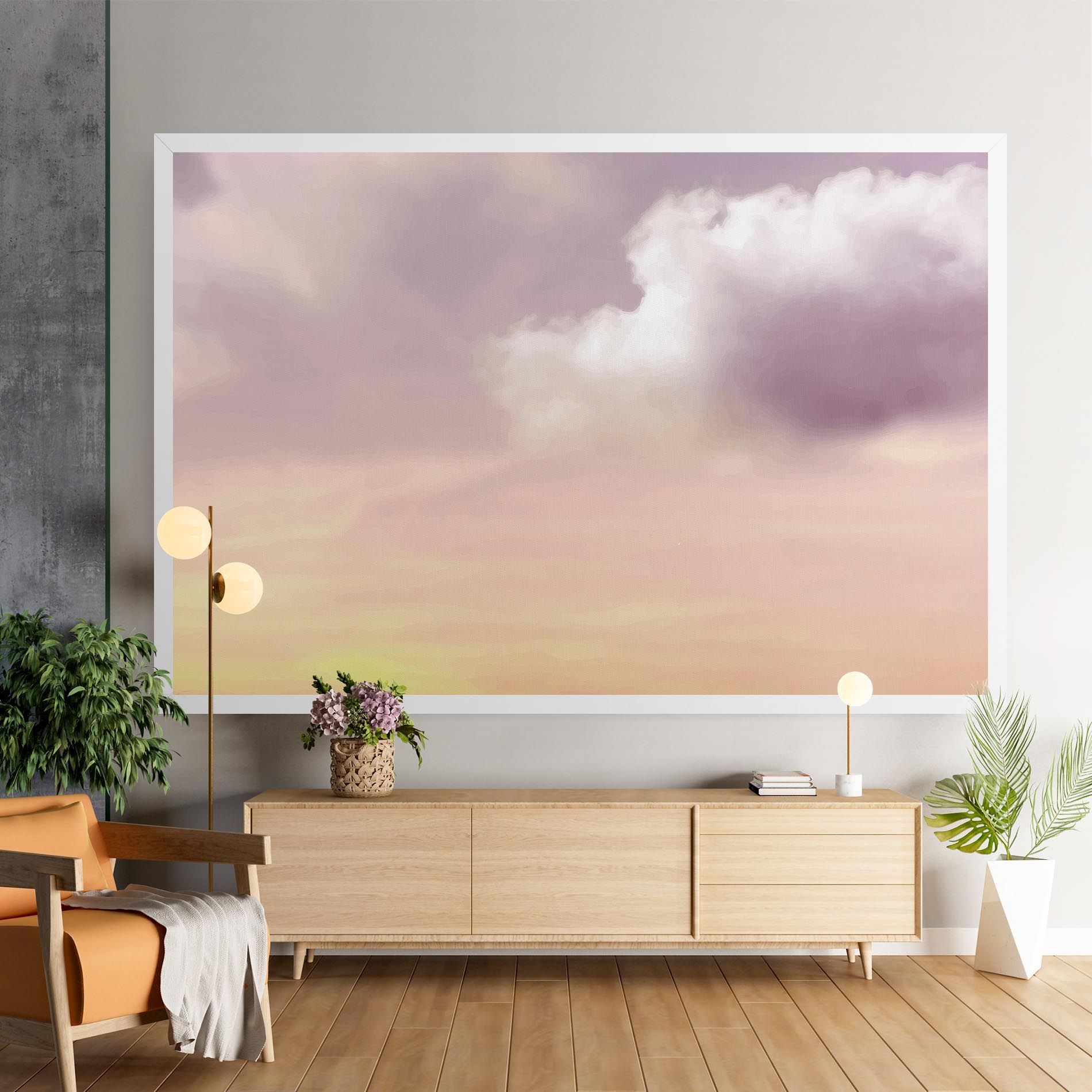 Clouds Watercolor Cream mockup 9