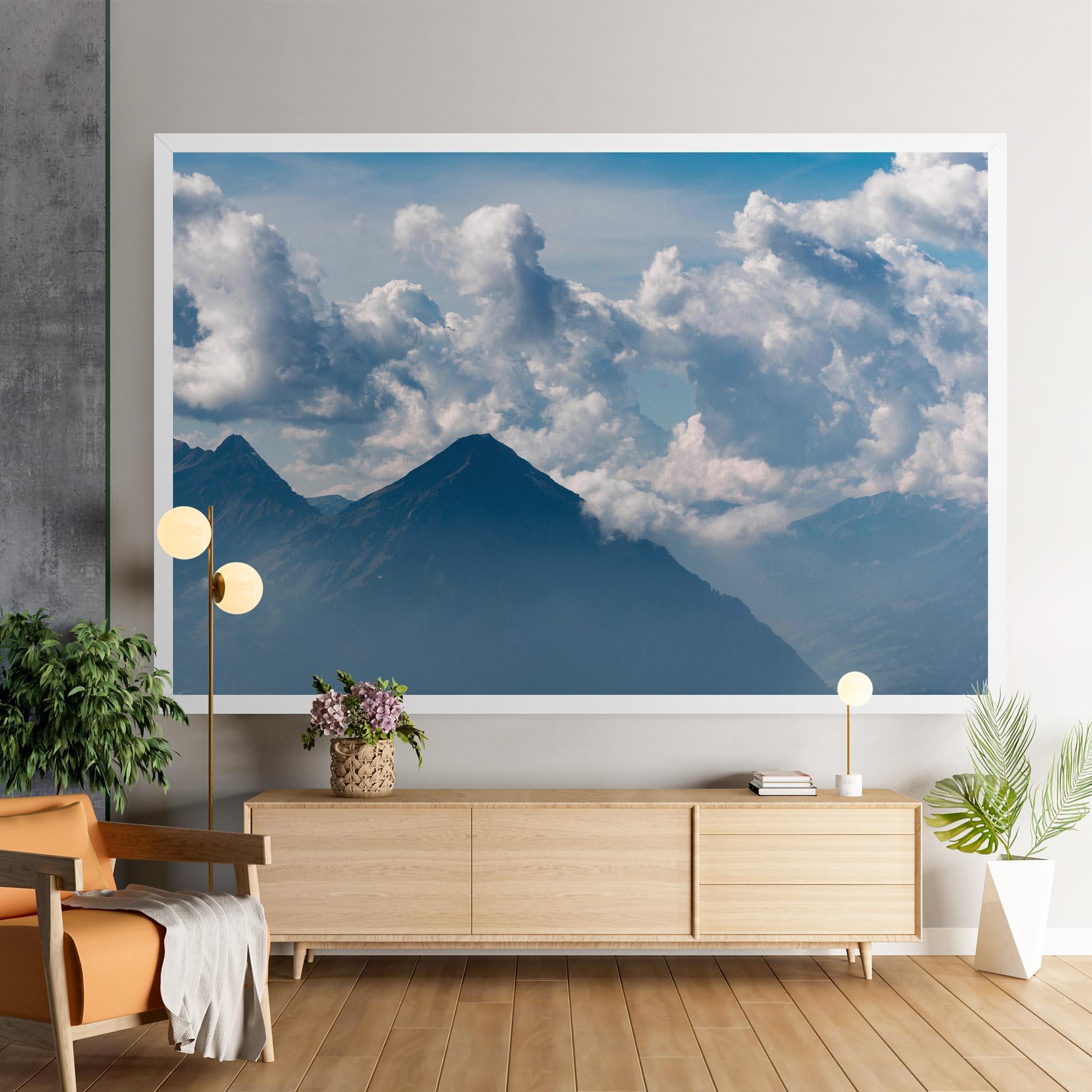 Leinwandbild Cloudy View Mountain mockup 9