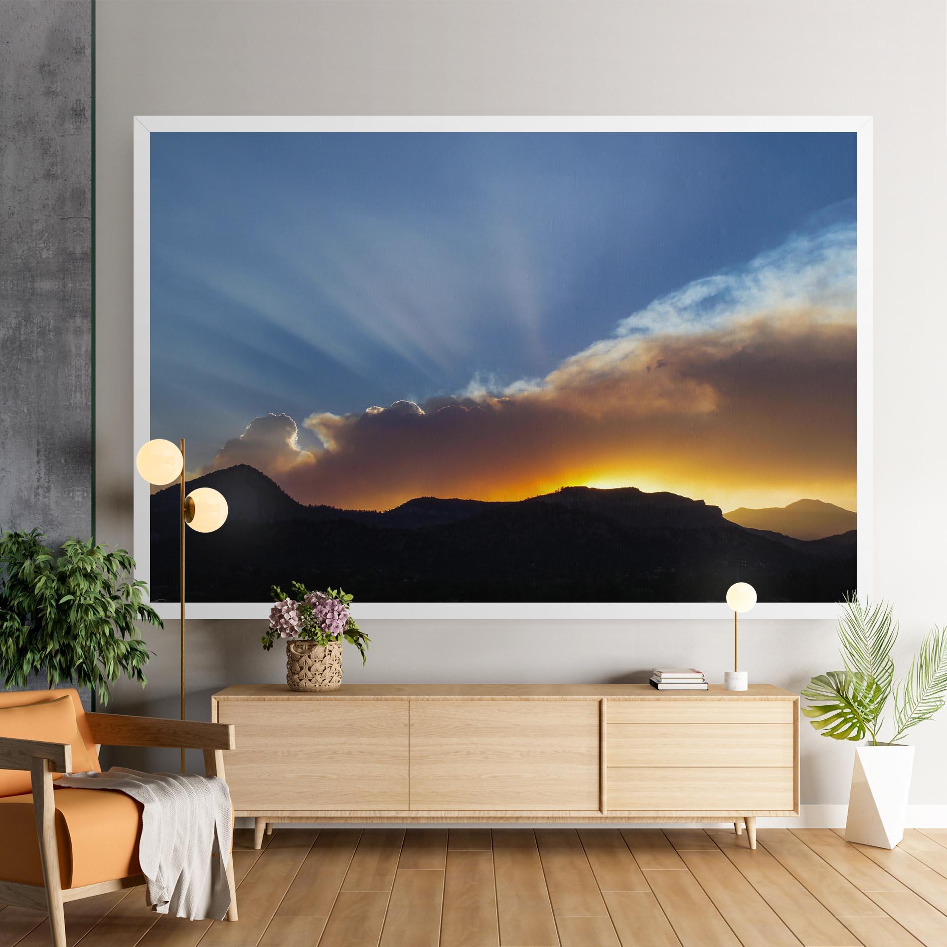 Leinwandbild Mountain Silhouette Sunrise mockup 9