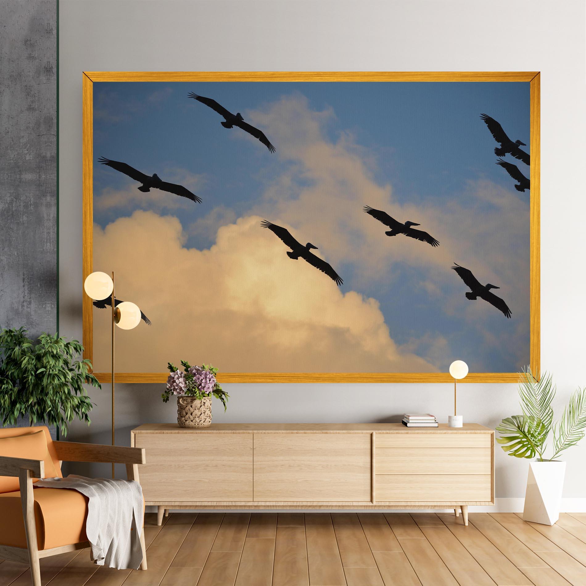 Leinwandbild Bird Shilouette Cloud mockup 9