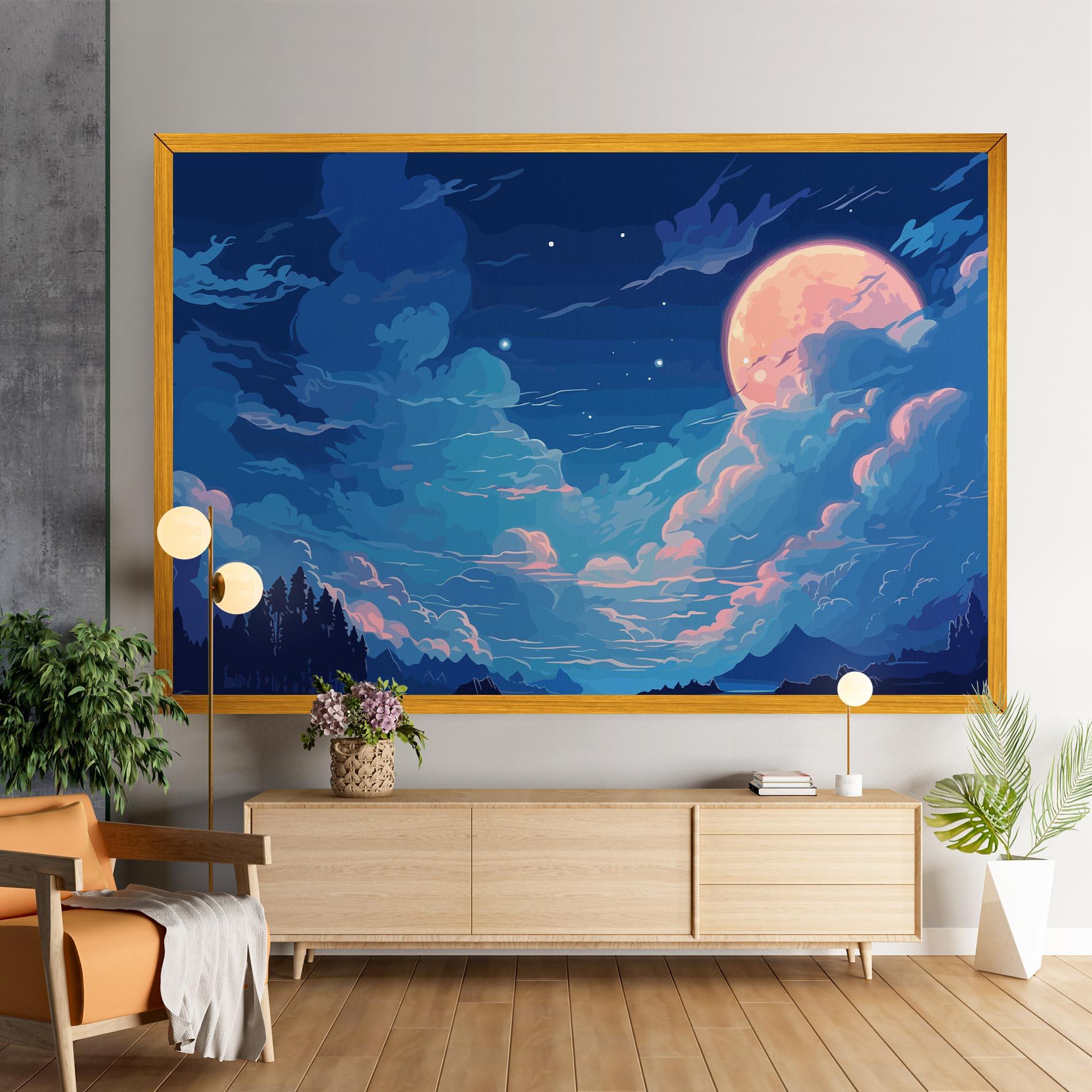 Leinwandbild Blue Cloud Moon mockup 9