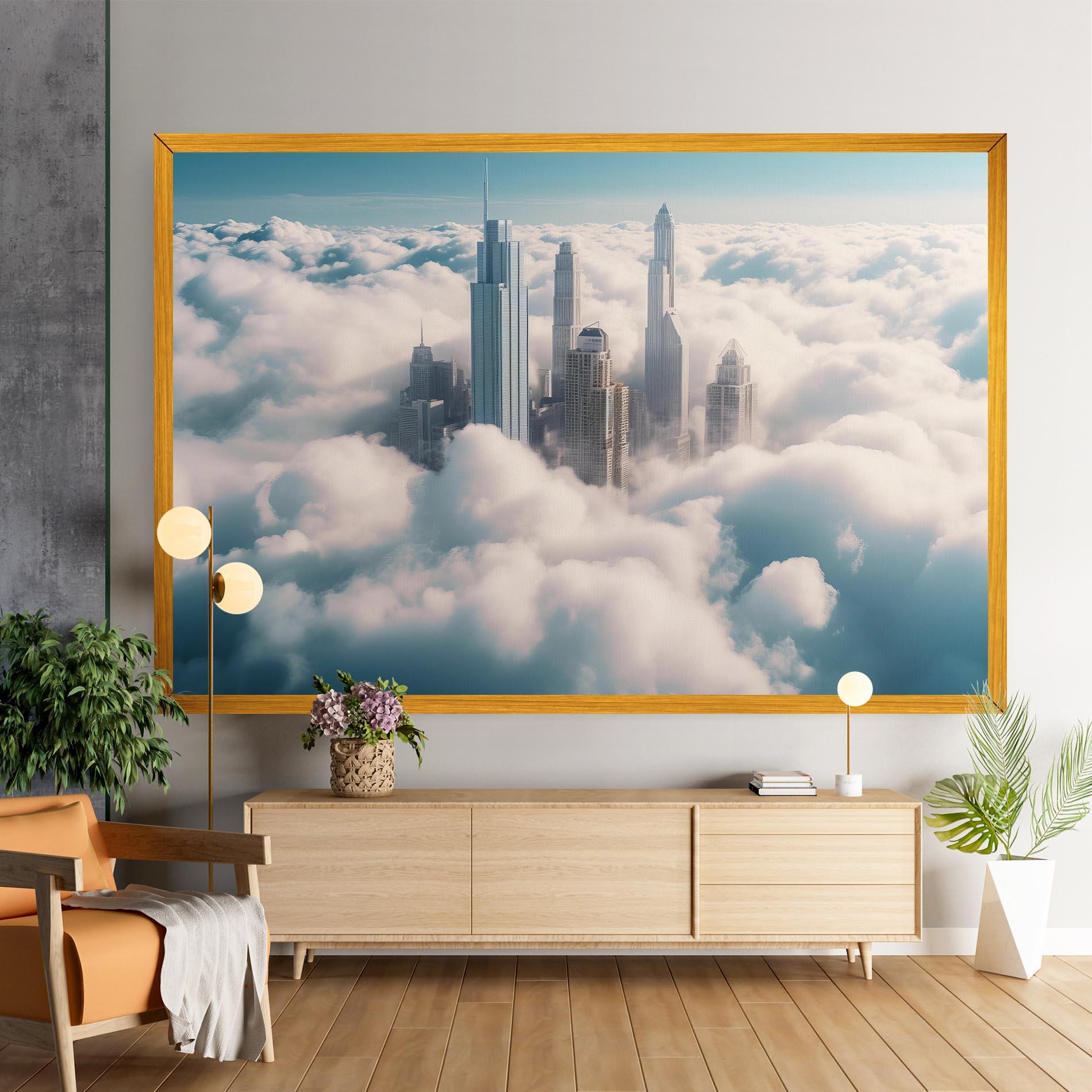 Leinwandbild City Above Clouds mockup 9