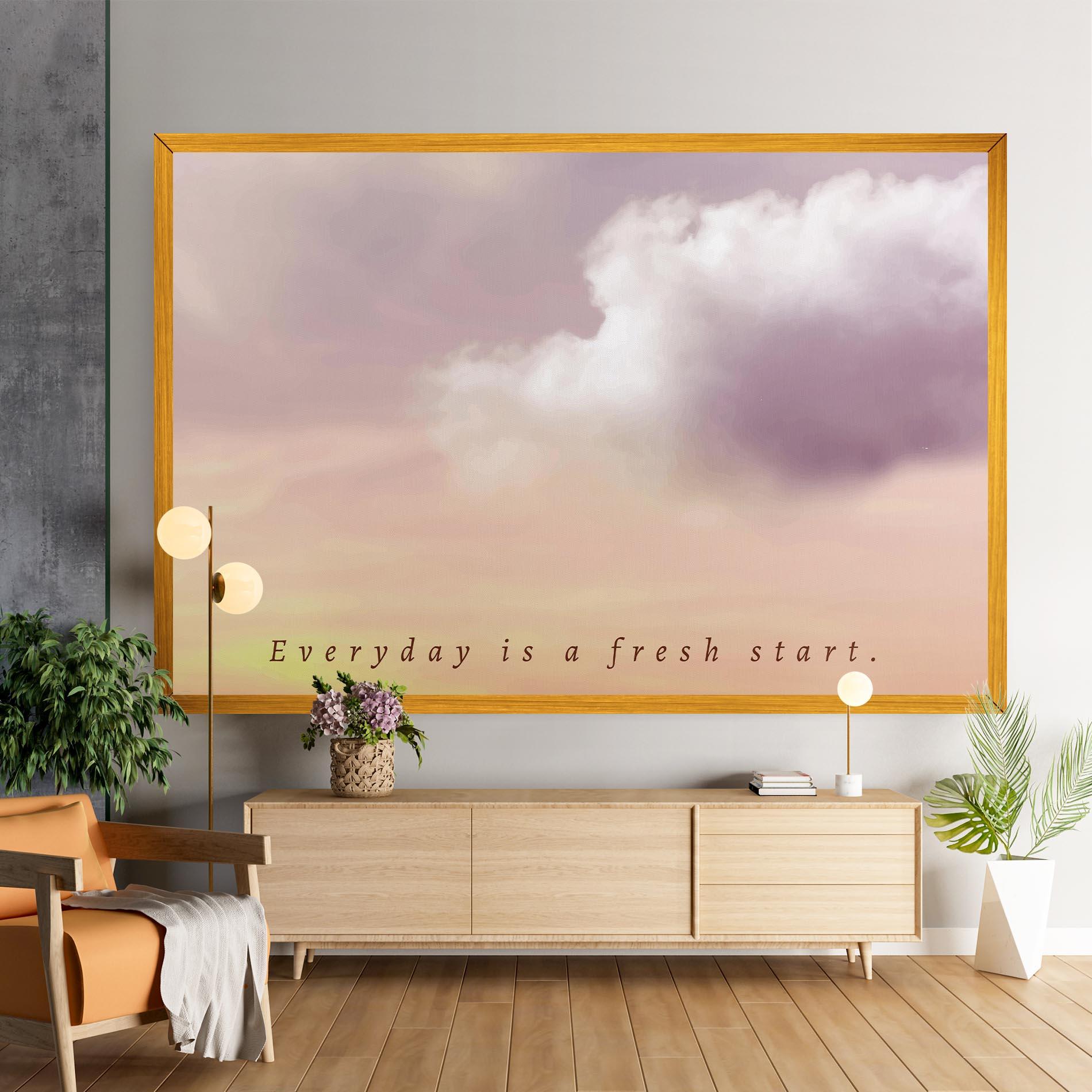 Leinwandbild Clouds Text Cream mockup 9