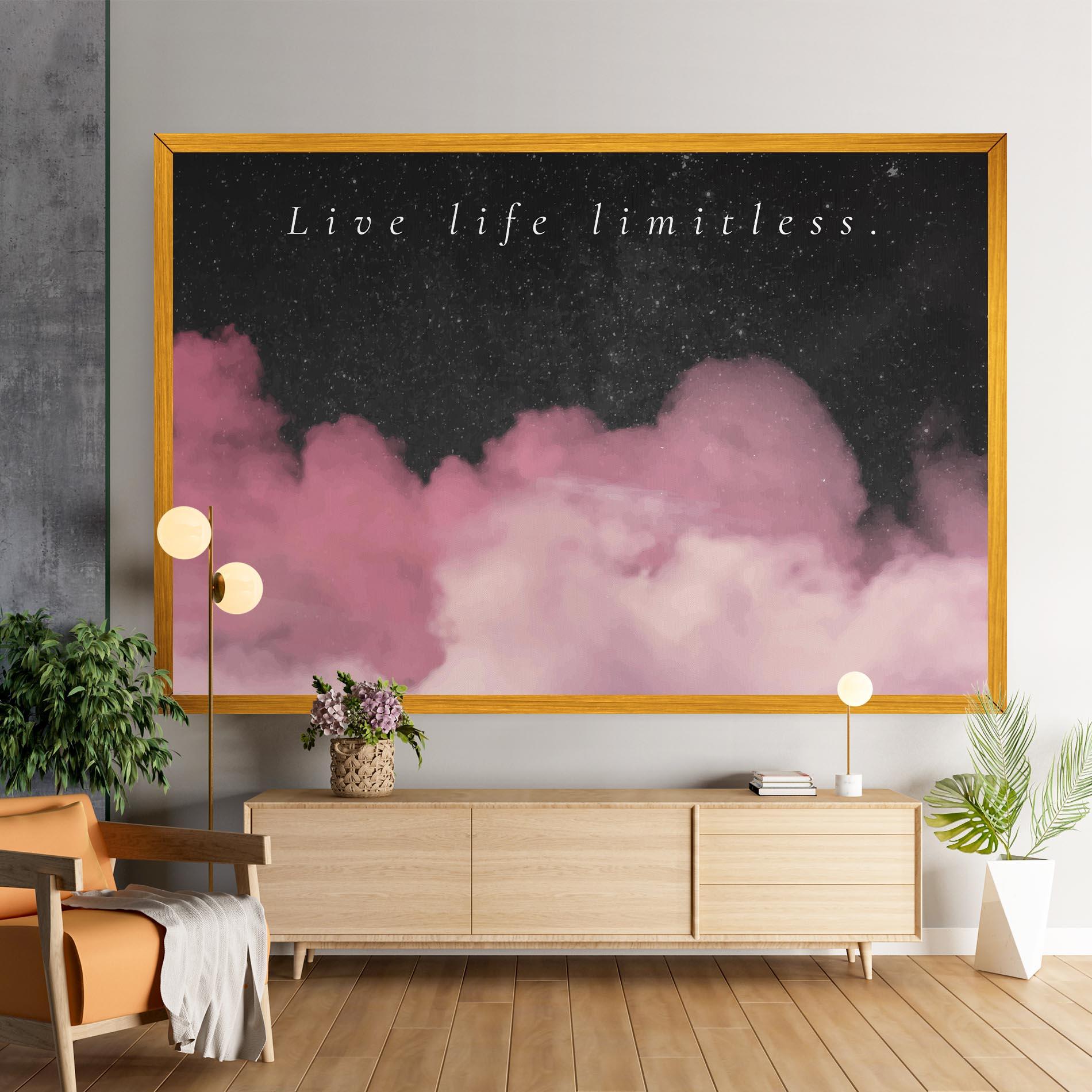 Leinwandbild Clouds Text Pink mockup 9