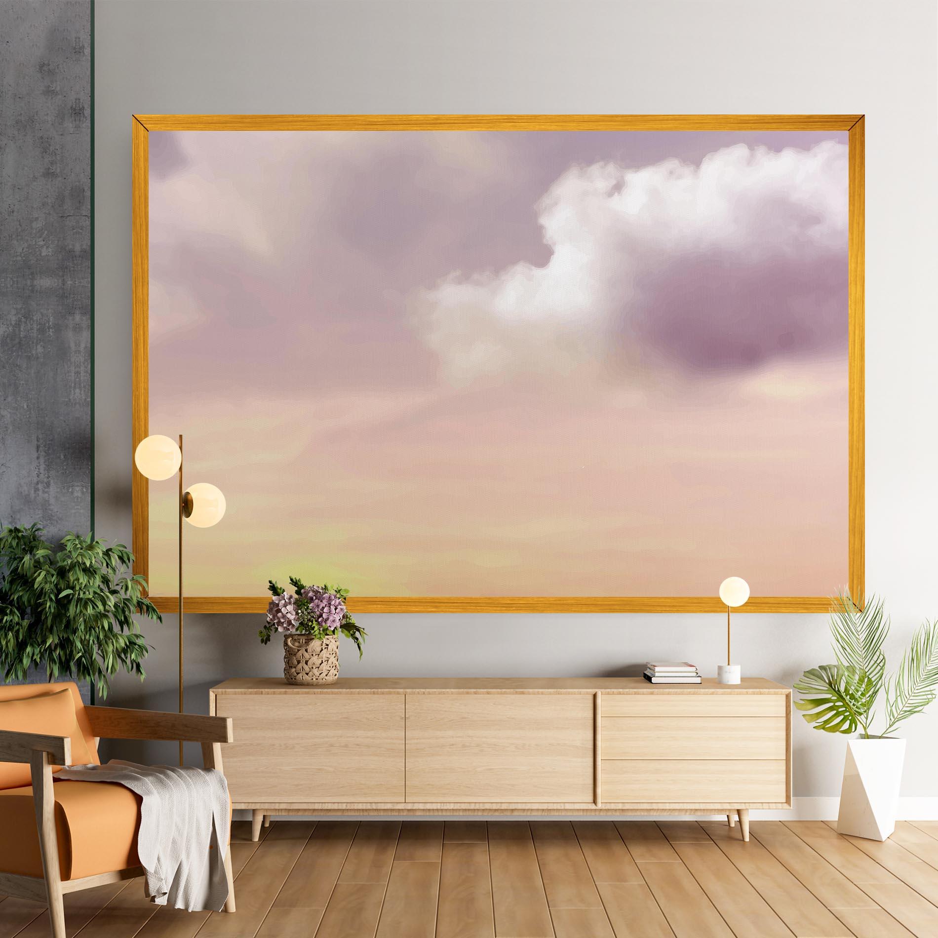 Leinwandbild Clouds Watercolor Cream mockup 9