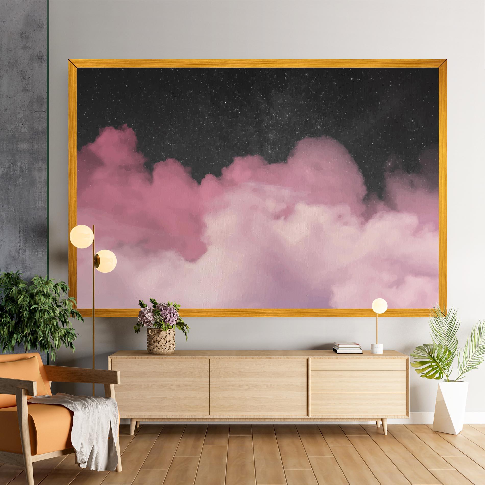 Leinwandbild Clouds Watercolor Purple mockup 9