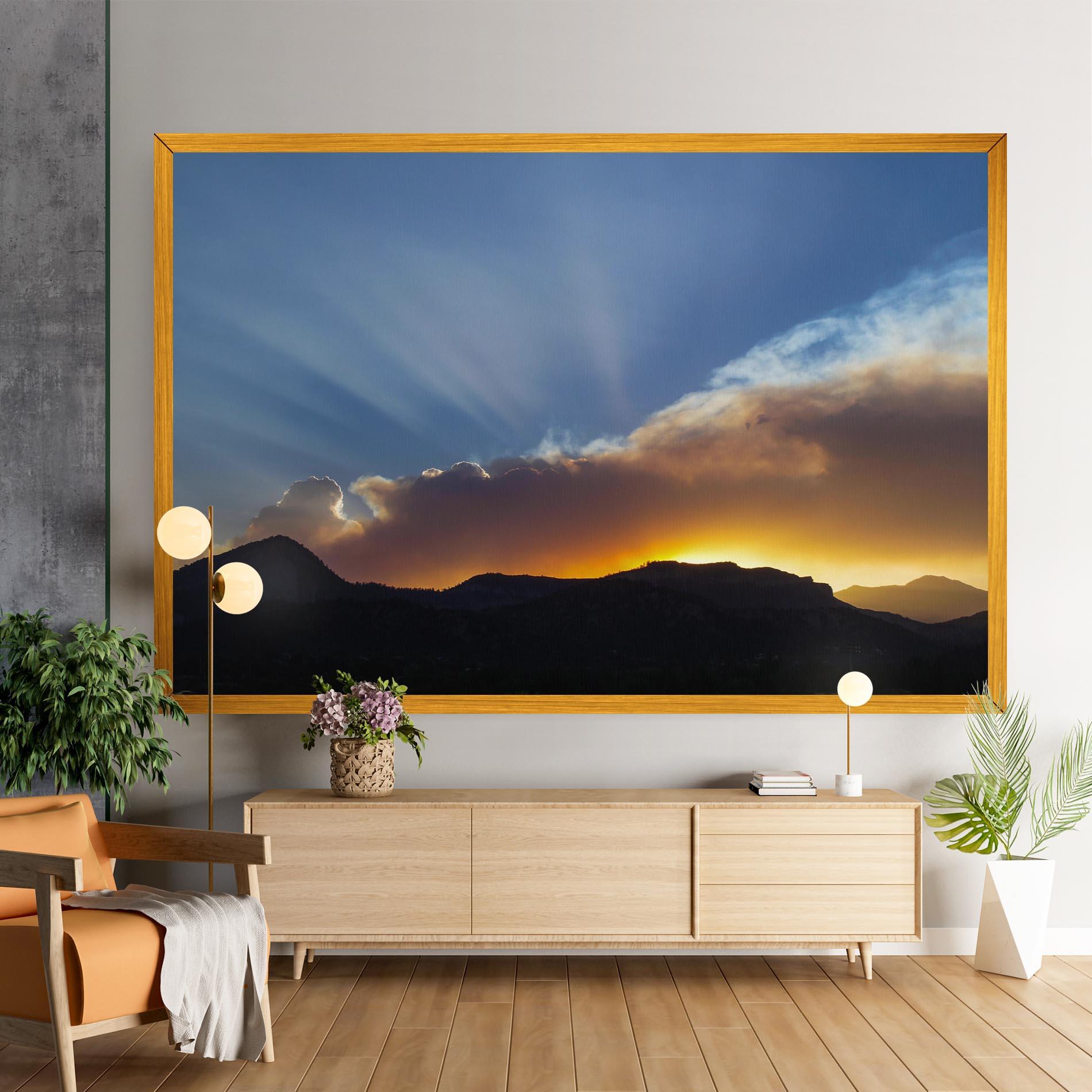 Leinwandbild Mountain Silhouette Sunrise mockup 9