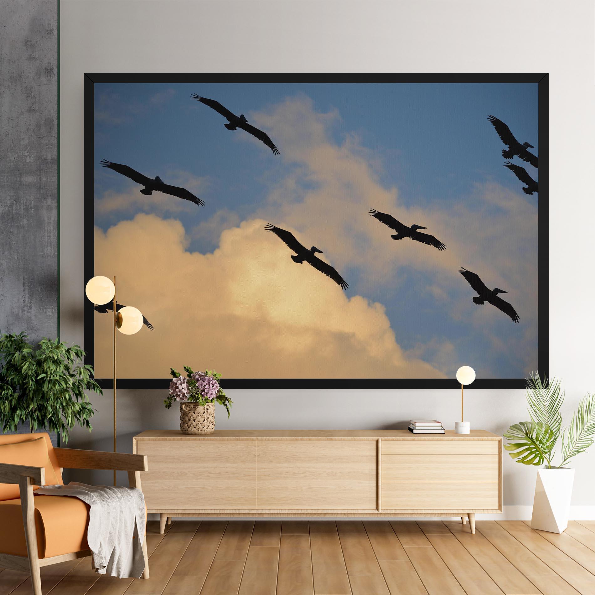 Leinwandbild Bird Shilouette Cloud mockup 9