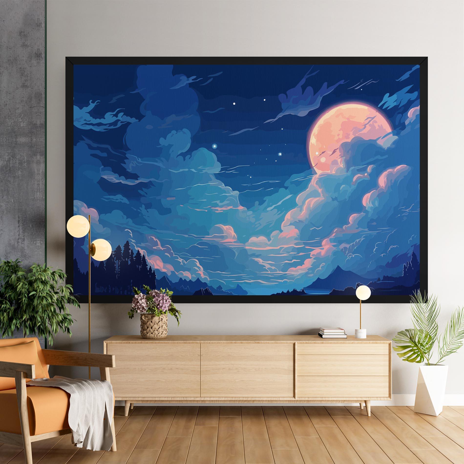 Leinwandbild Blue Cloud Moon mockup 9