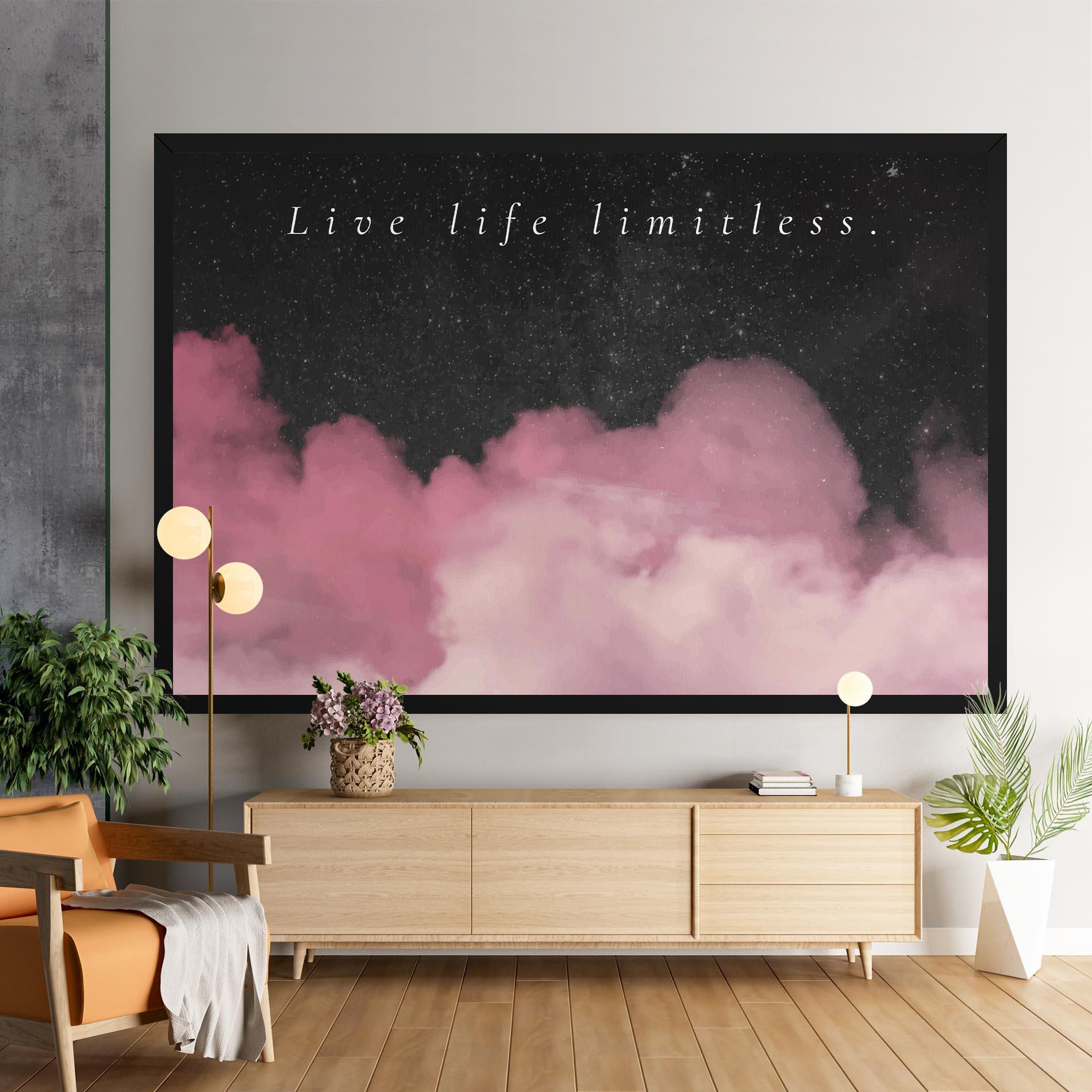 Leinwandbild Clouds Text Pink mockup 9