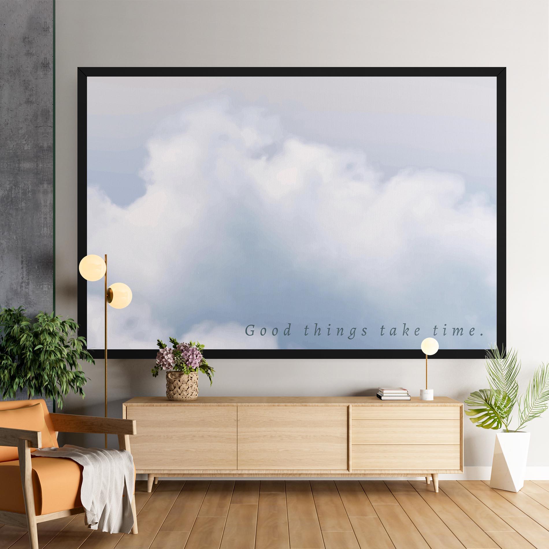 Leinwandbild Clouds Text White mockup 9