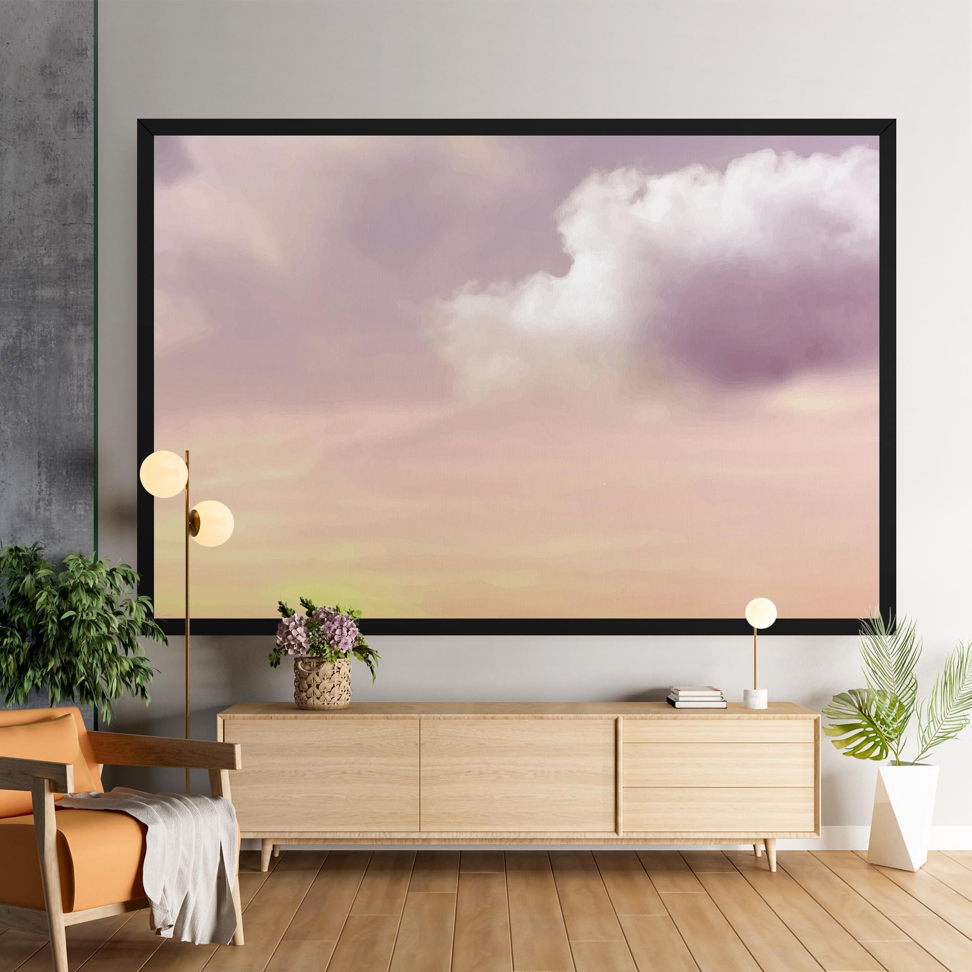 Leinwandbild Clouds Watercolor Cream mockup 9