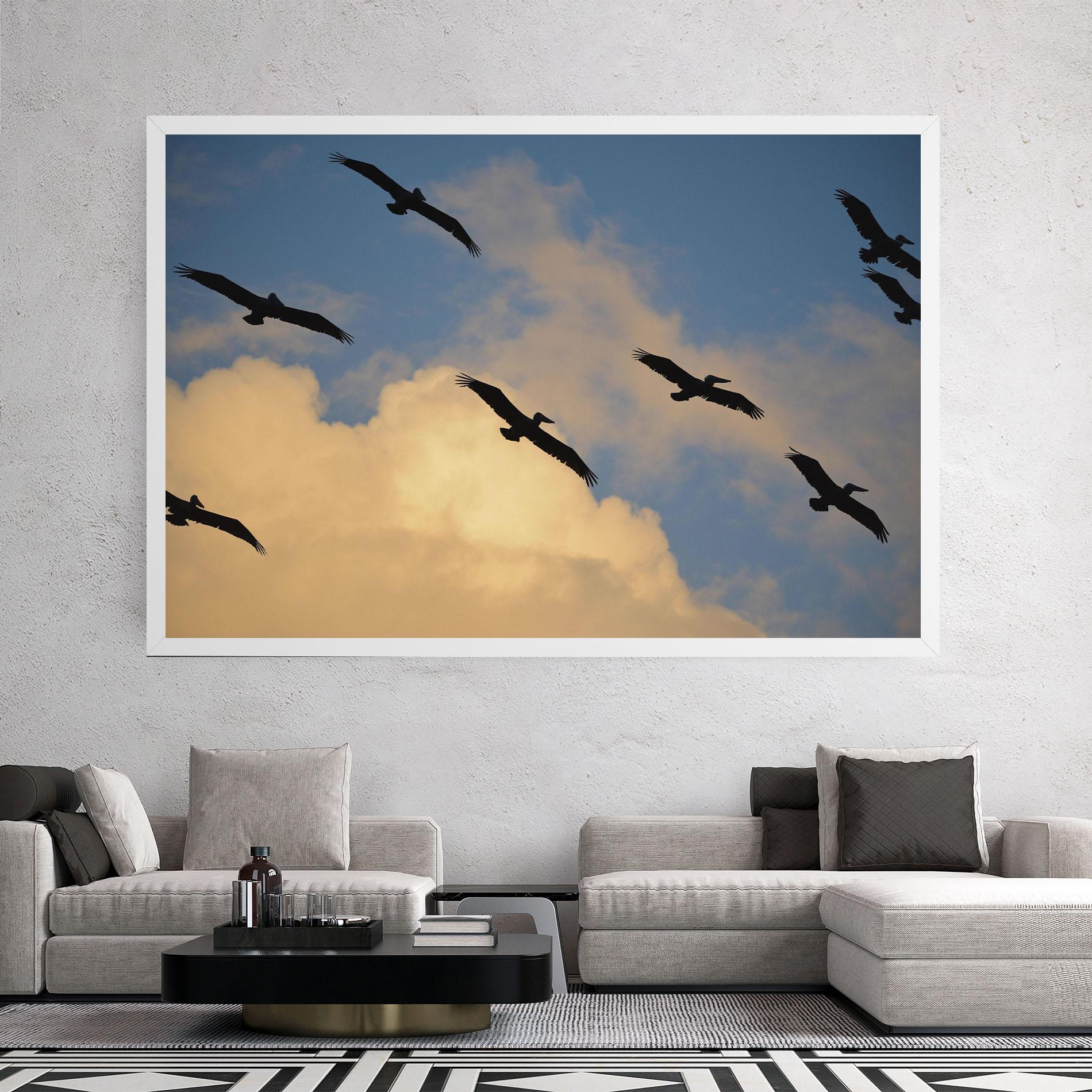 Leinwandbild Bird Shilouette Cloud mockup 2
