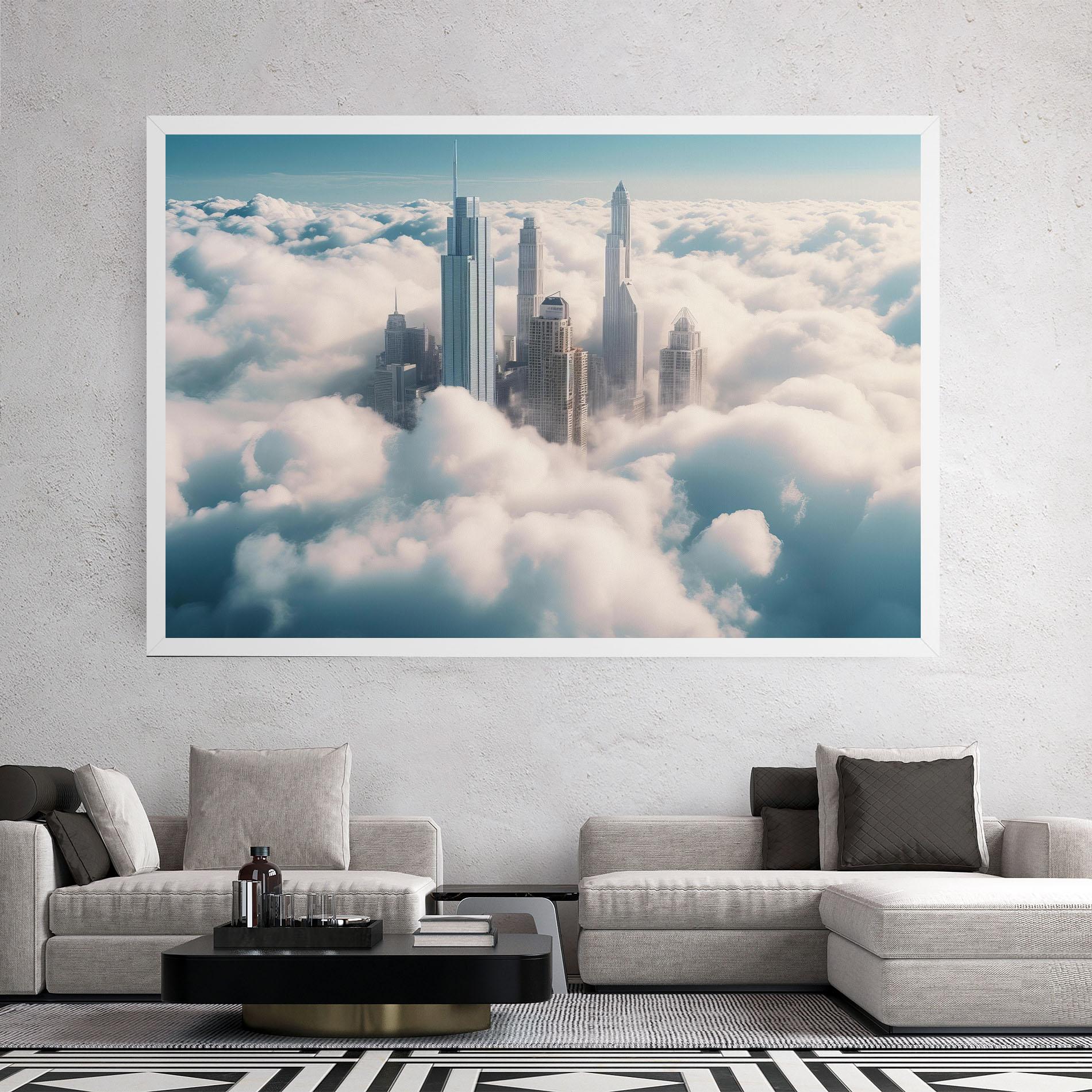Leinwandbild City Above Clouds mockup 2