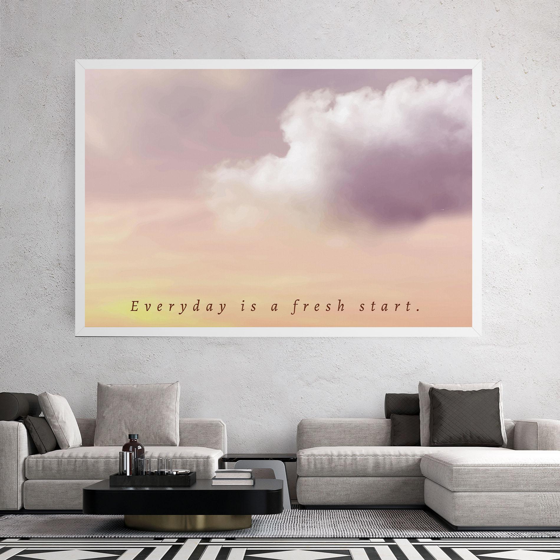 Leinwandbild Clouds Text Cream mockup 2