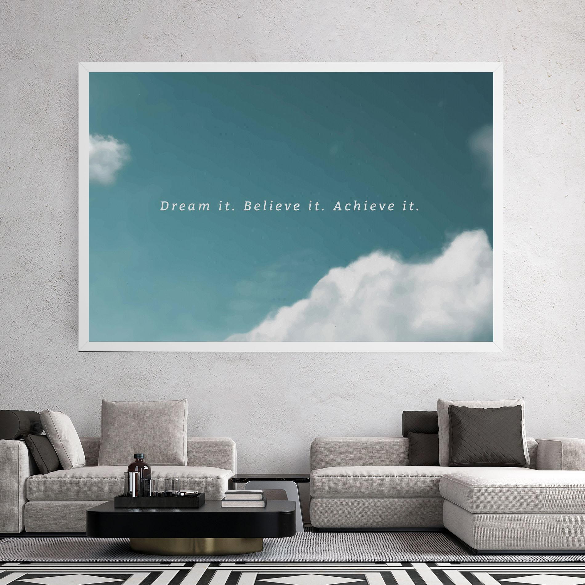 Leinwandbild Clouds Text Green mockup 2