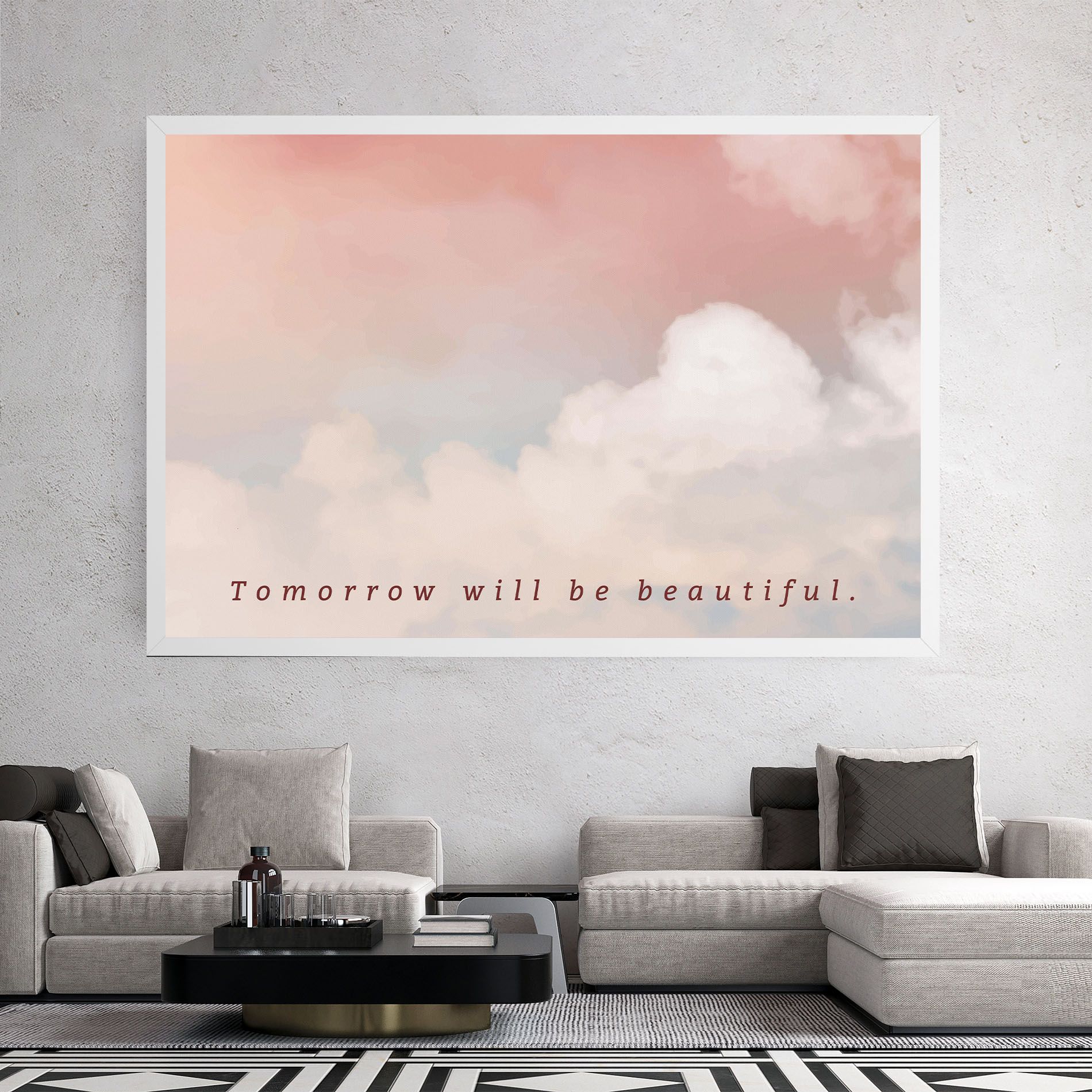 Clouds Text Pink Blue mockup 2