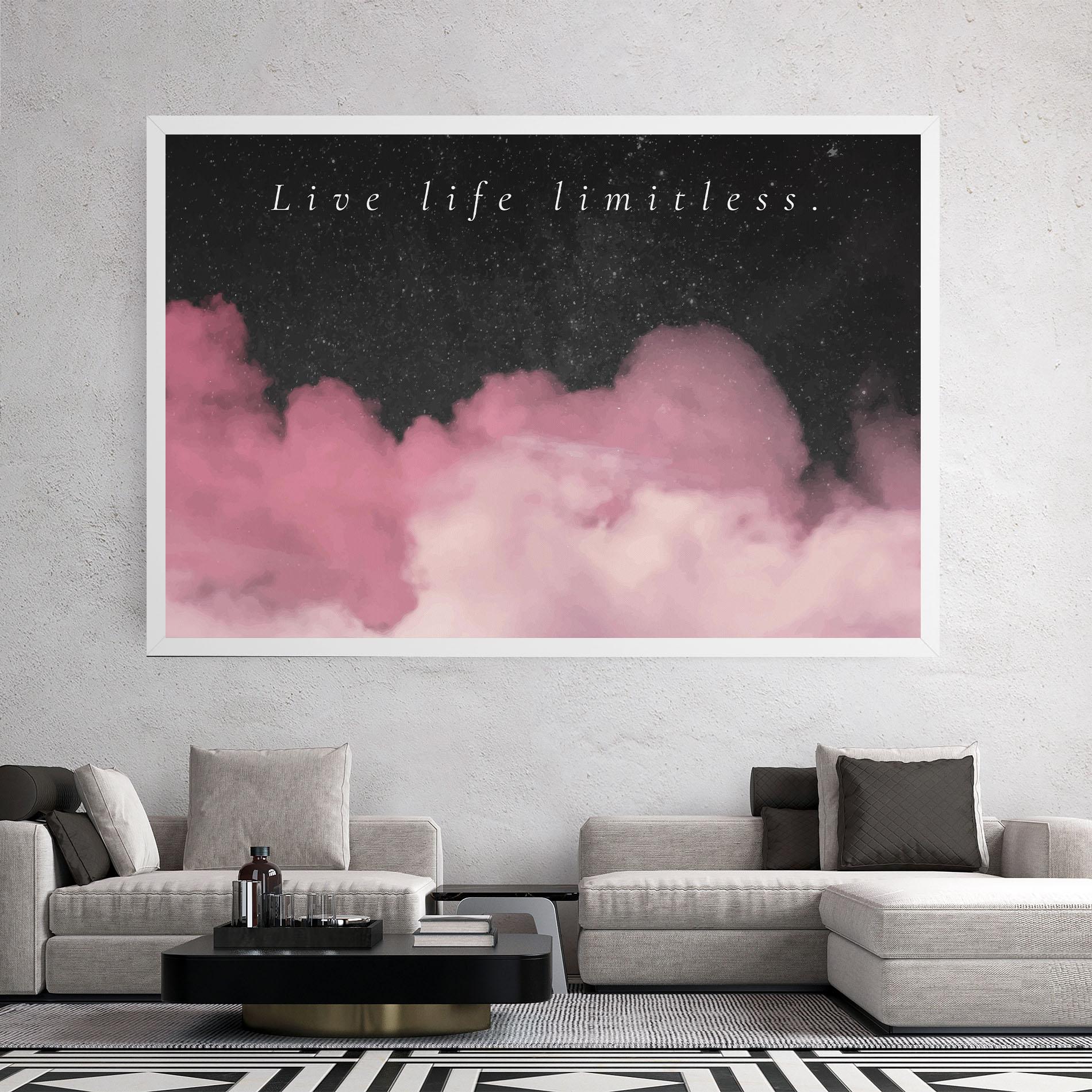 Leinwandbild Clouds Text Pink mockup 2