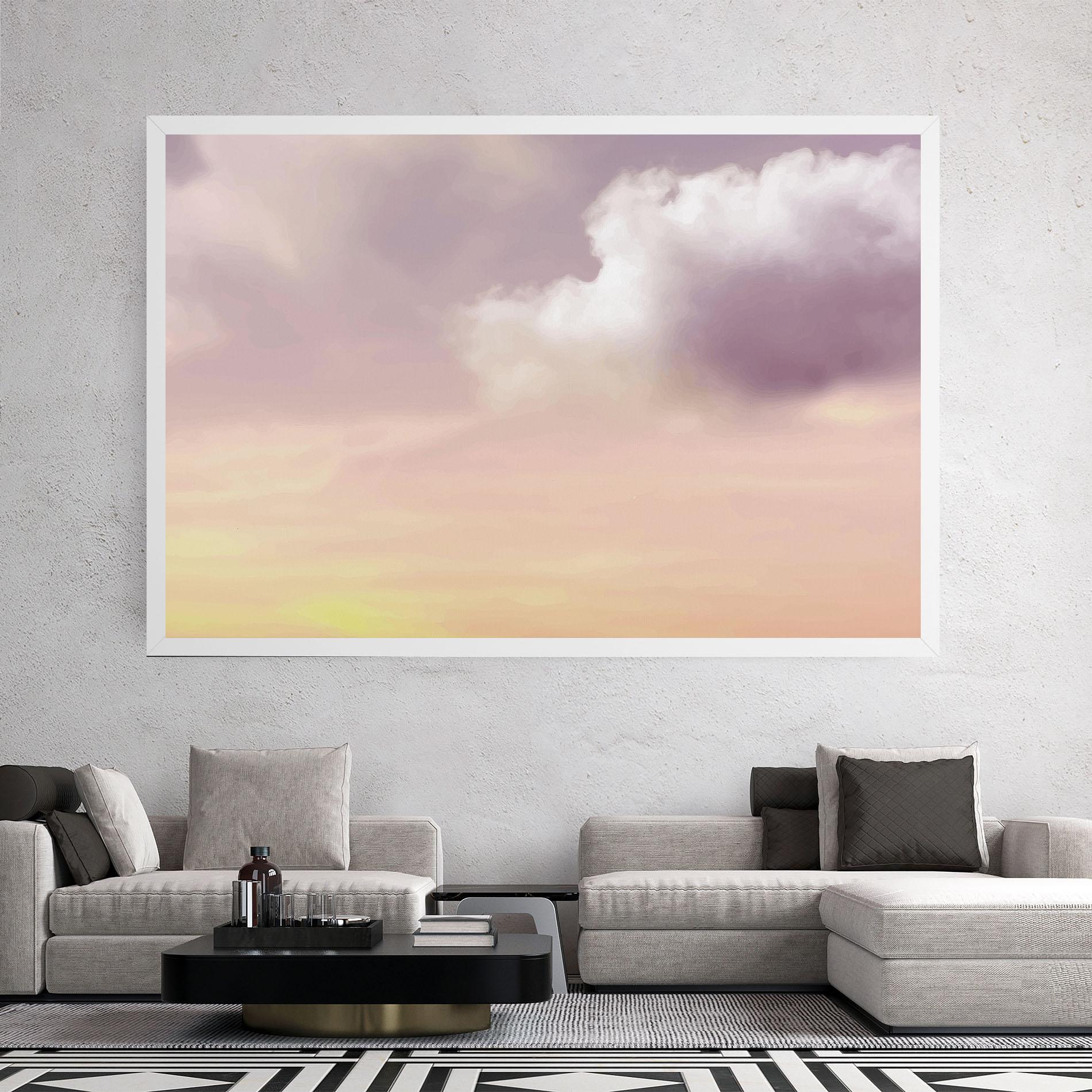 Leinwandbild Clouds Watercolor Cream mockup 2