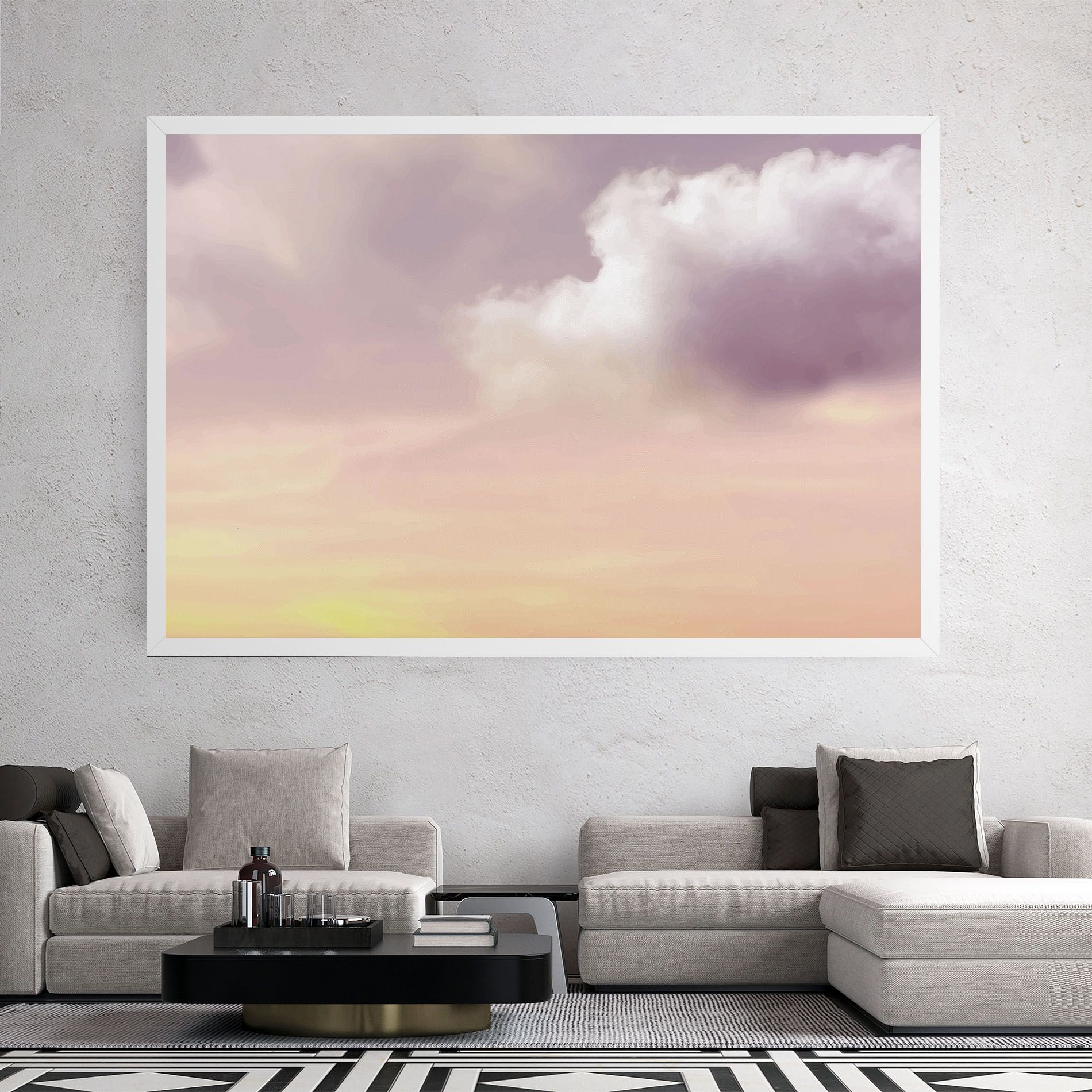 Clouds Watercolor Cream mockup 2