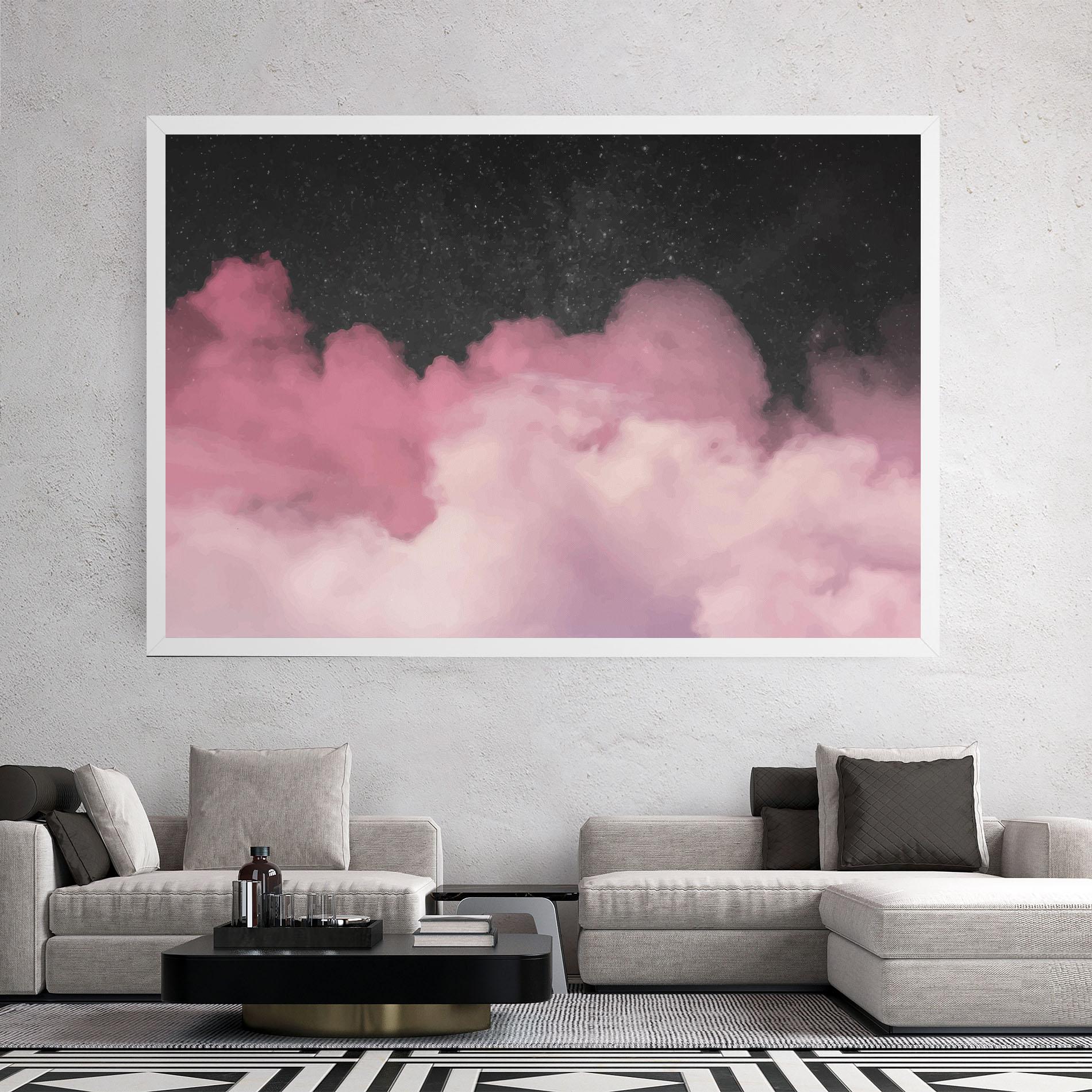 Leinwandbild Clouds Watercolor Purple mockup 2